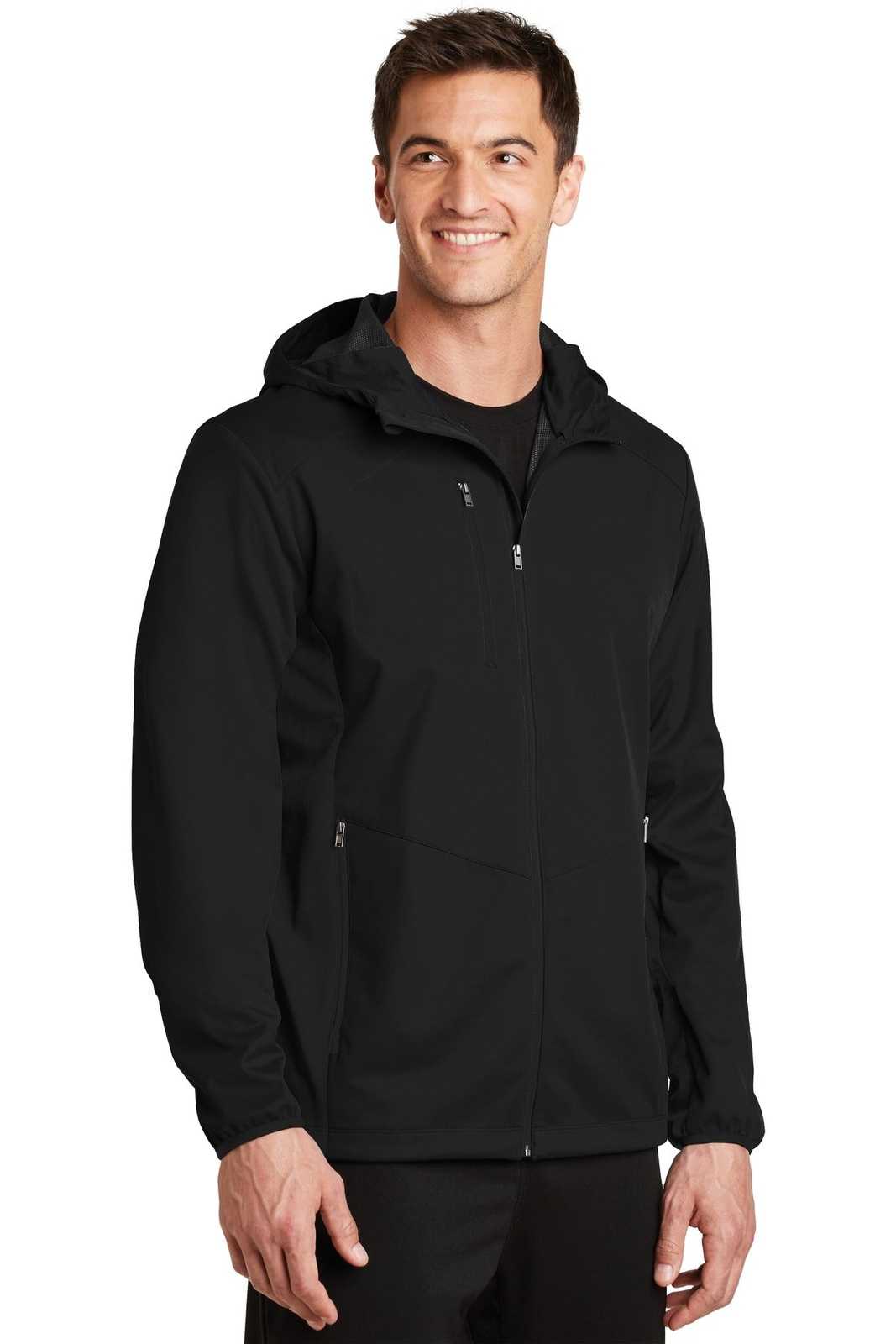 Port Authority J719 Active Hooded Soft Shell Jacket - Deep Black - HIT a Double - 4