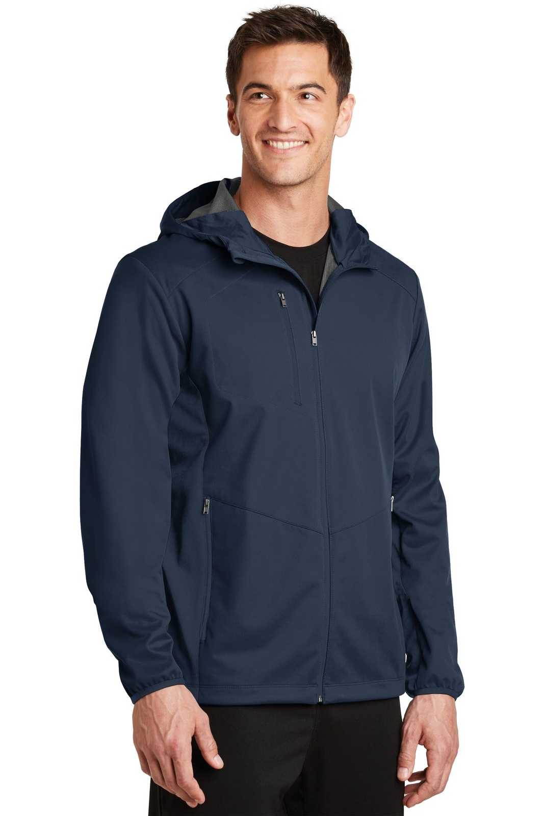 Port Authority J719 Active Hooded Soft Shell Jacket - Dress Blue Navy - HIT a Double - 4