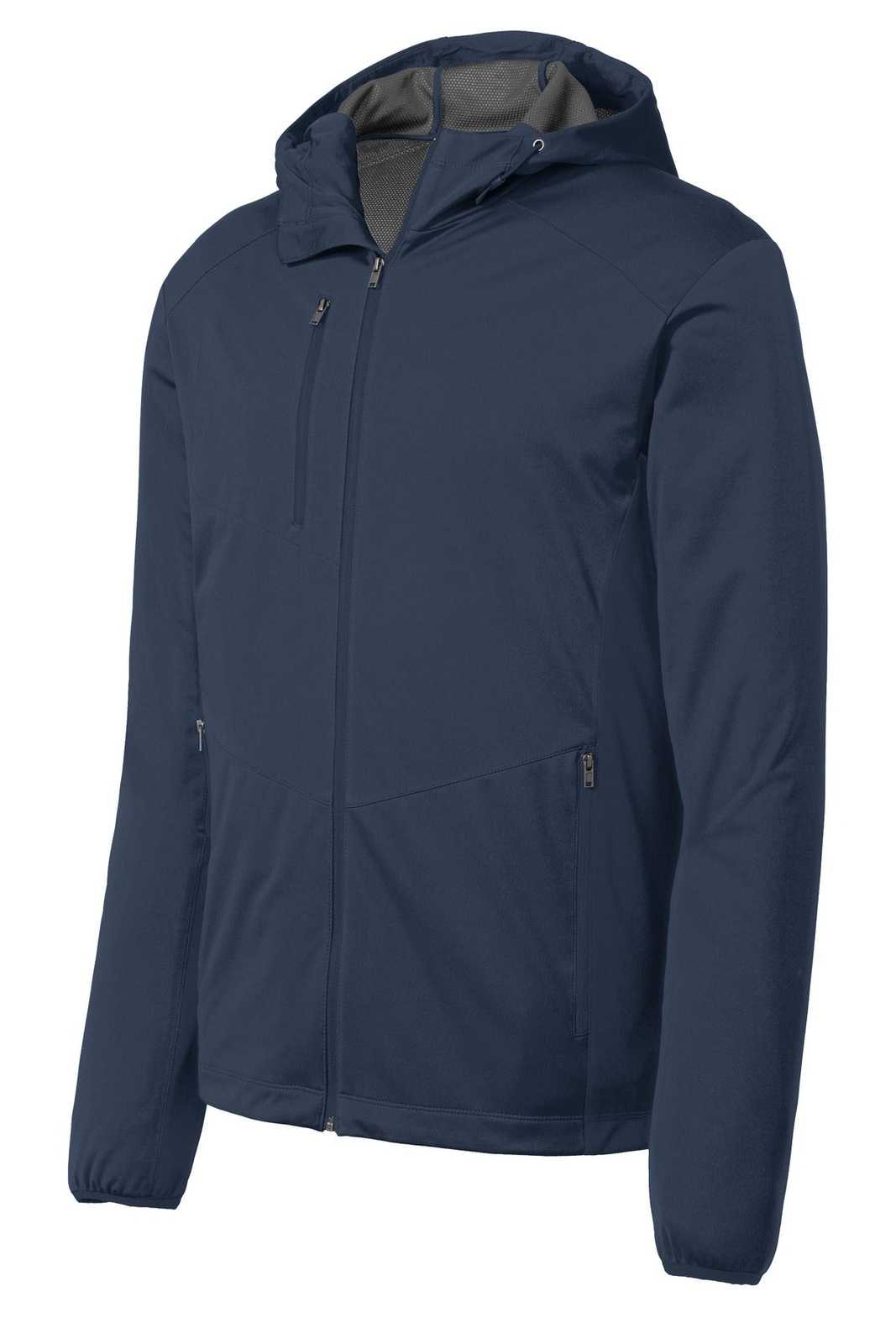Port Authority J719 Active Hooded Soft Shell Jacket - Dress Blue Navy - HIT a Double - 5