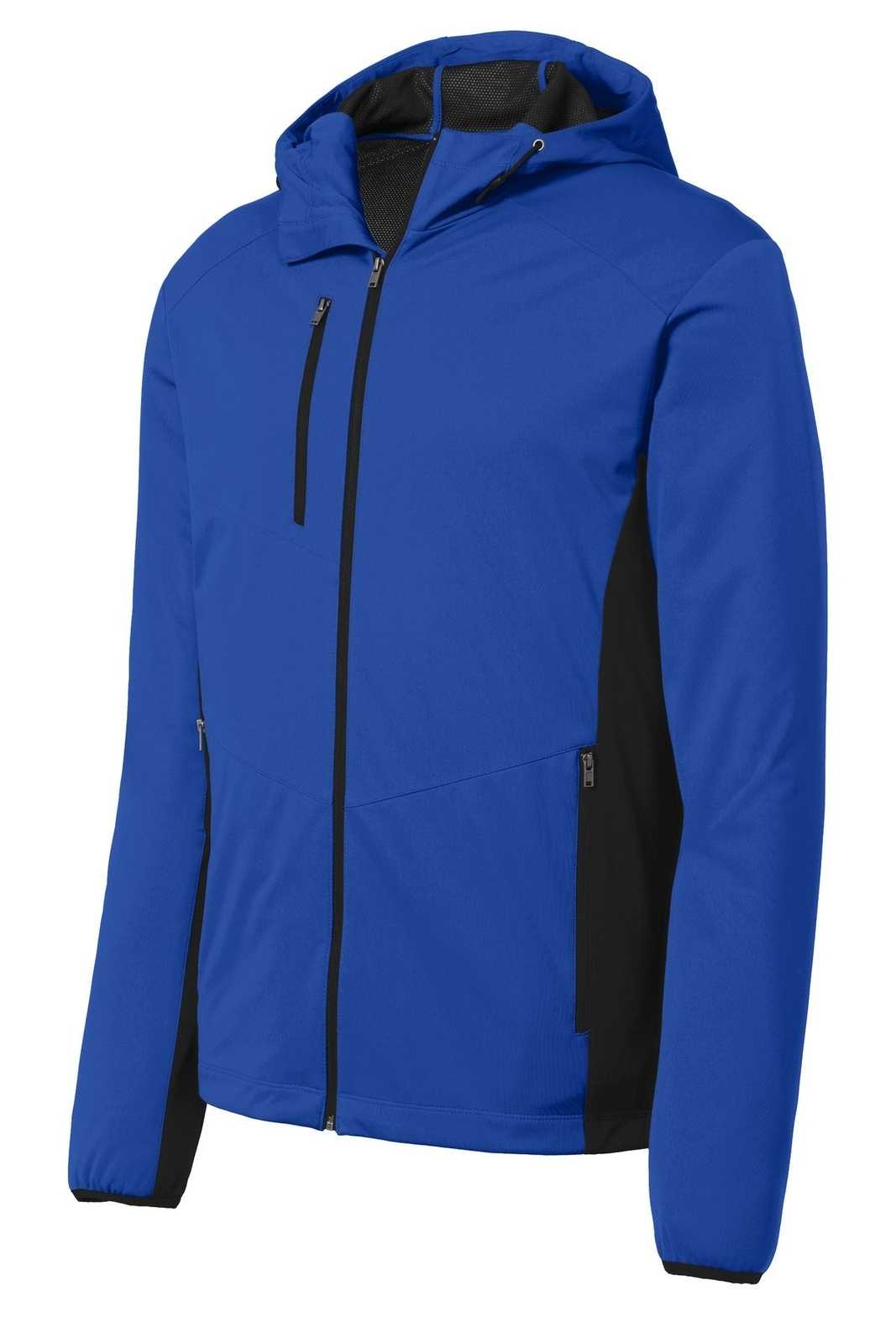 Port Authority J719 Active Hooded Soft Shell Jacket - True Royal Deep Black - HIT a Double - 5