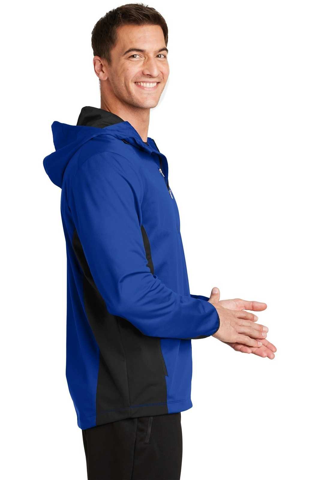 Port Authority J719 Active Hooded Soft Shell Jacket - True Royal Deep Black - HIT a Double - 3