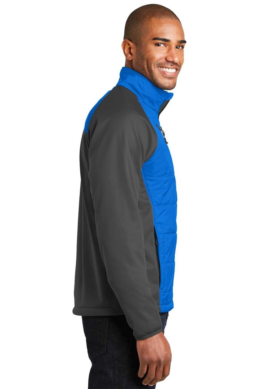 Port Authority J787 Hybrid Soft Shell Jacket - Skydiver Blue Gray Steel - HIT a Double - 3