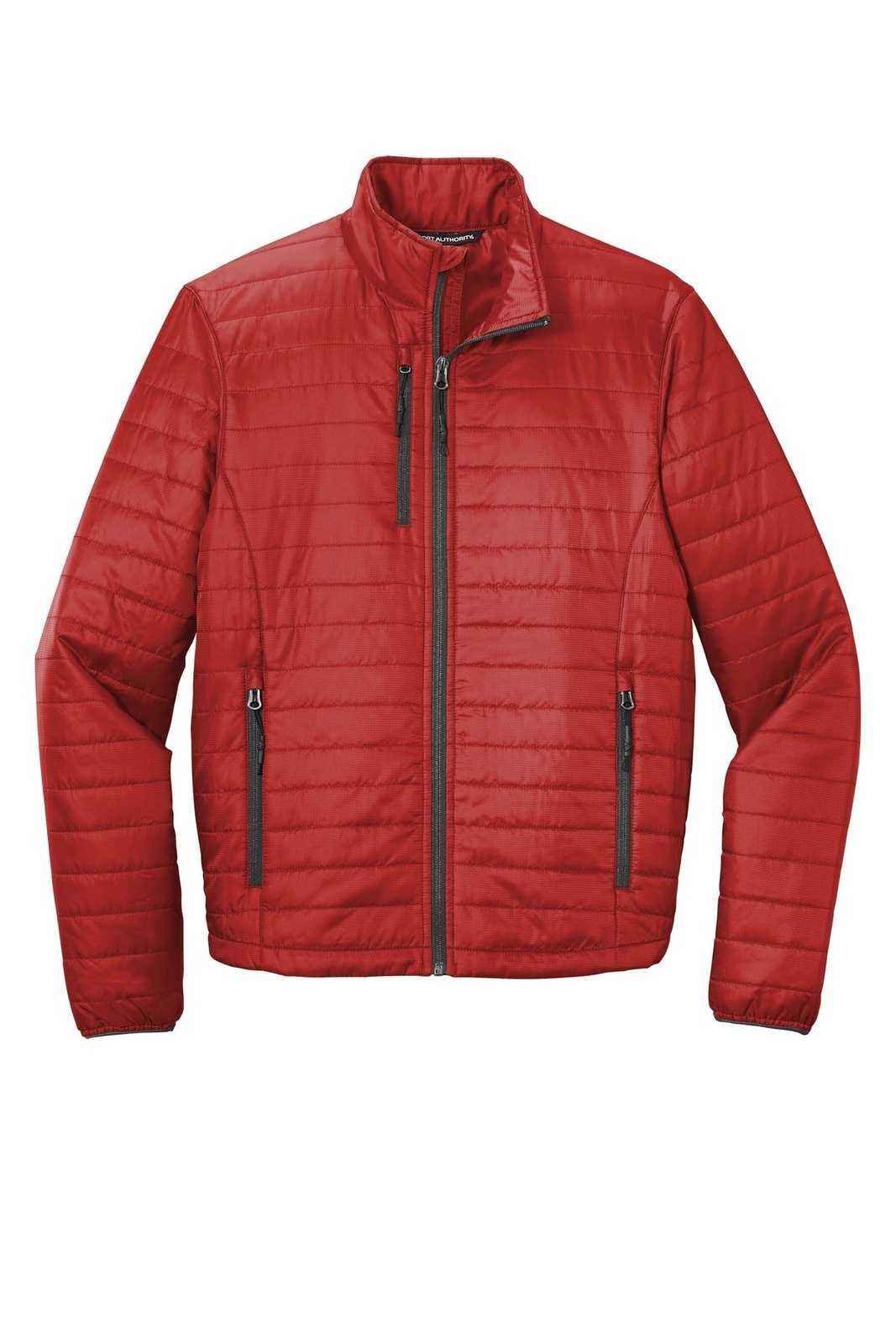 Port Authority J850 Packable Puffy Jacket - Fire Red Graphite - HIT a Double - 5
