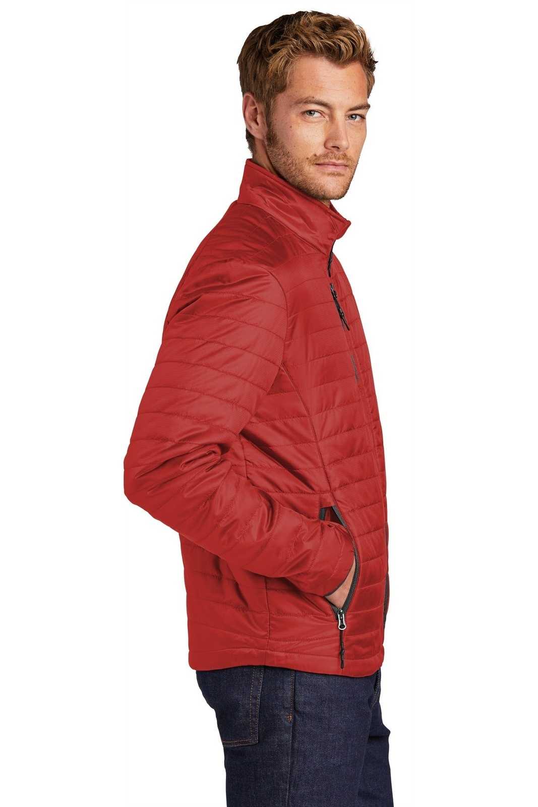 Port Authority J850 Packable Puffy Jacket - Fire Red Graphite - HIT a Double - 3