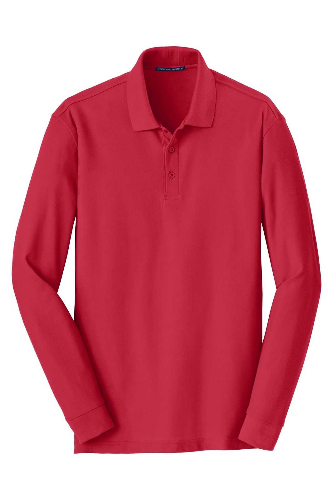 Port Authority K100LS Long Sleeve Core Classic Pique Polo - Rich Red - HIT a Double - 5