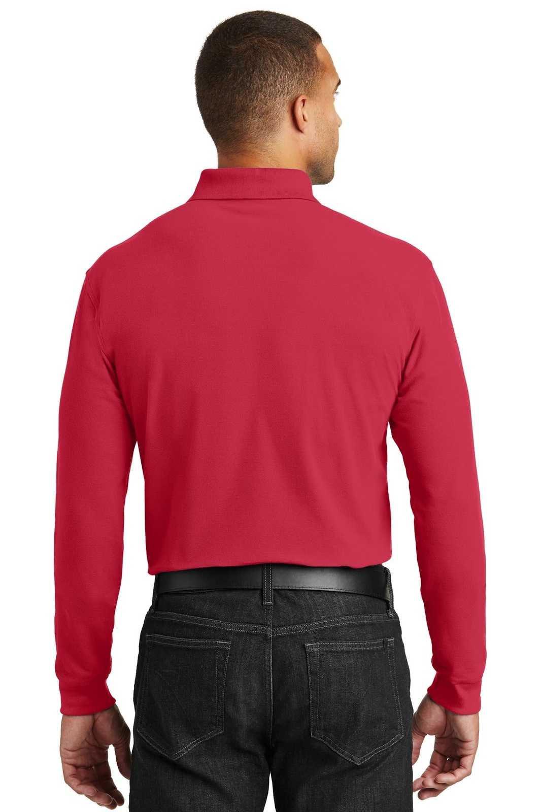 Port Authority K100LS Long Sleeve Core Classic Pique Polo - Rich Red - HIT a Double - 2