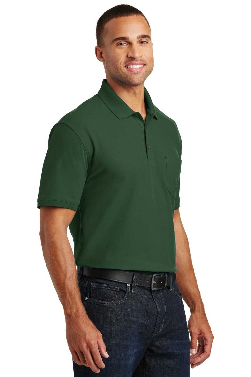 Port Authority K100P Core Classic Pique Pocket Polo - Deep Forest Green - HIT a Double - 4