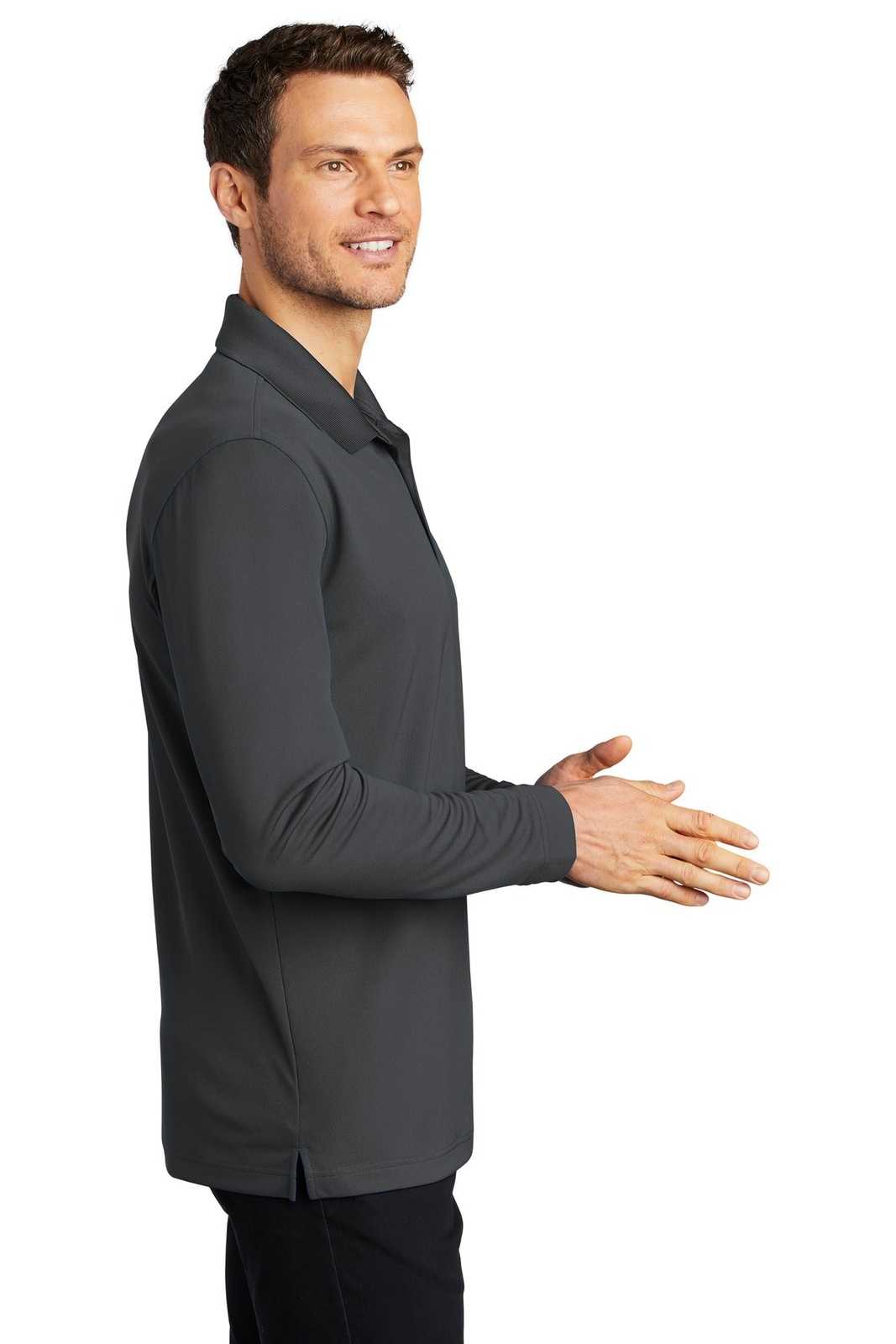 Port Authority K110LS Dry Zone UV Micro-Mesh Long Sleeve Polo - Graphite - HIT a Double - 3