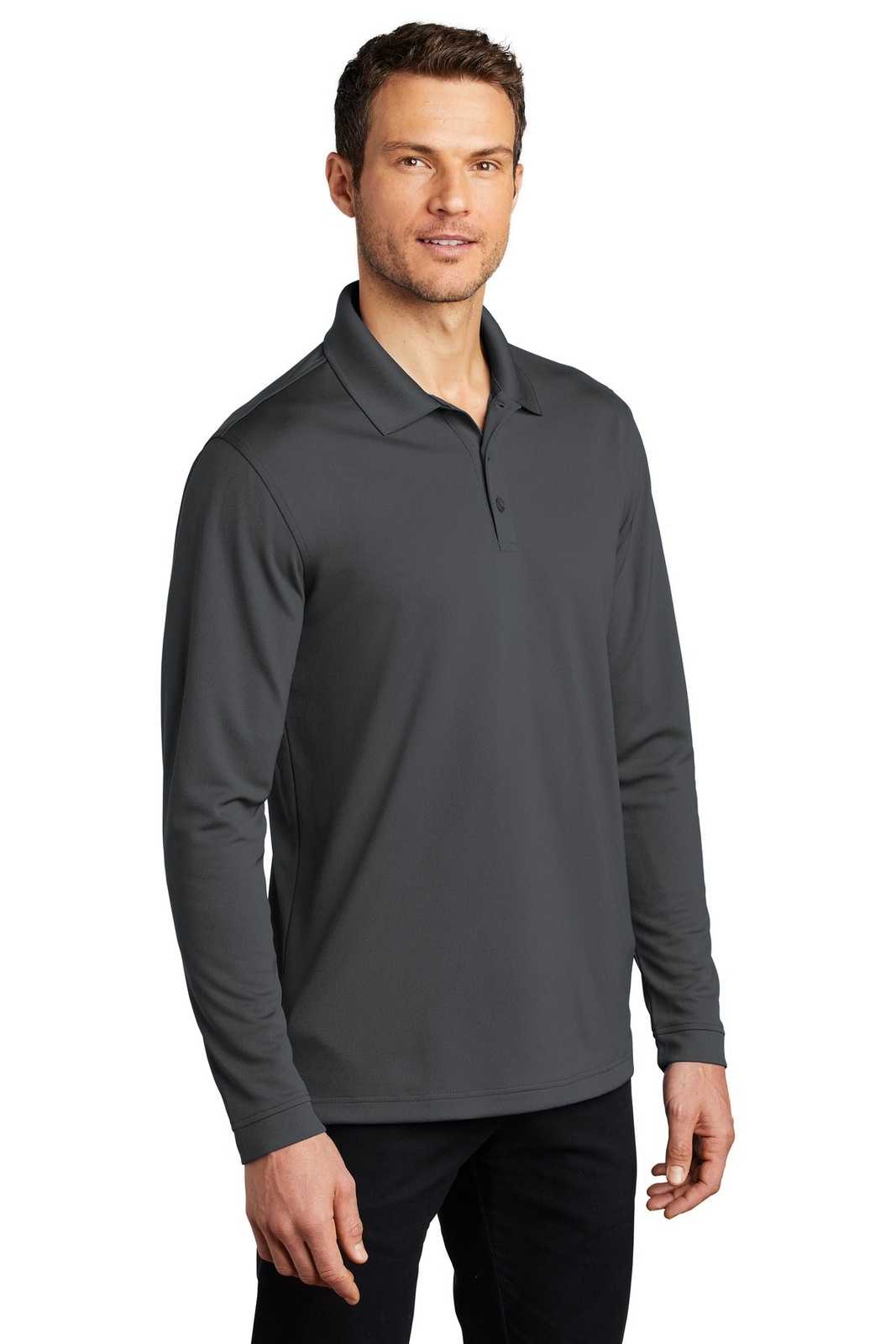Port Authority K110LS Dry Zone UV Micro-Mesh Long Sleeve Polo - Graphite - HIT a Double - 4
