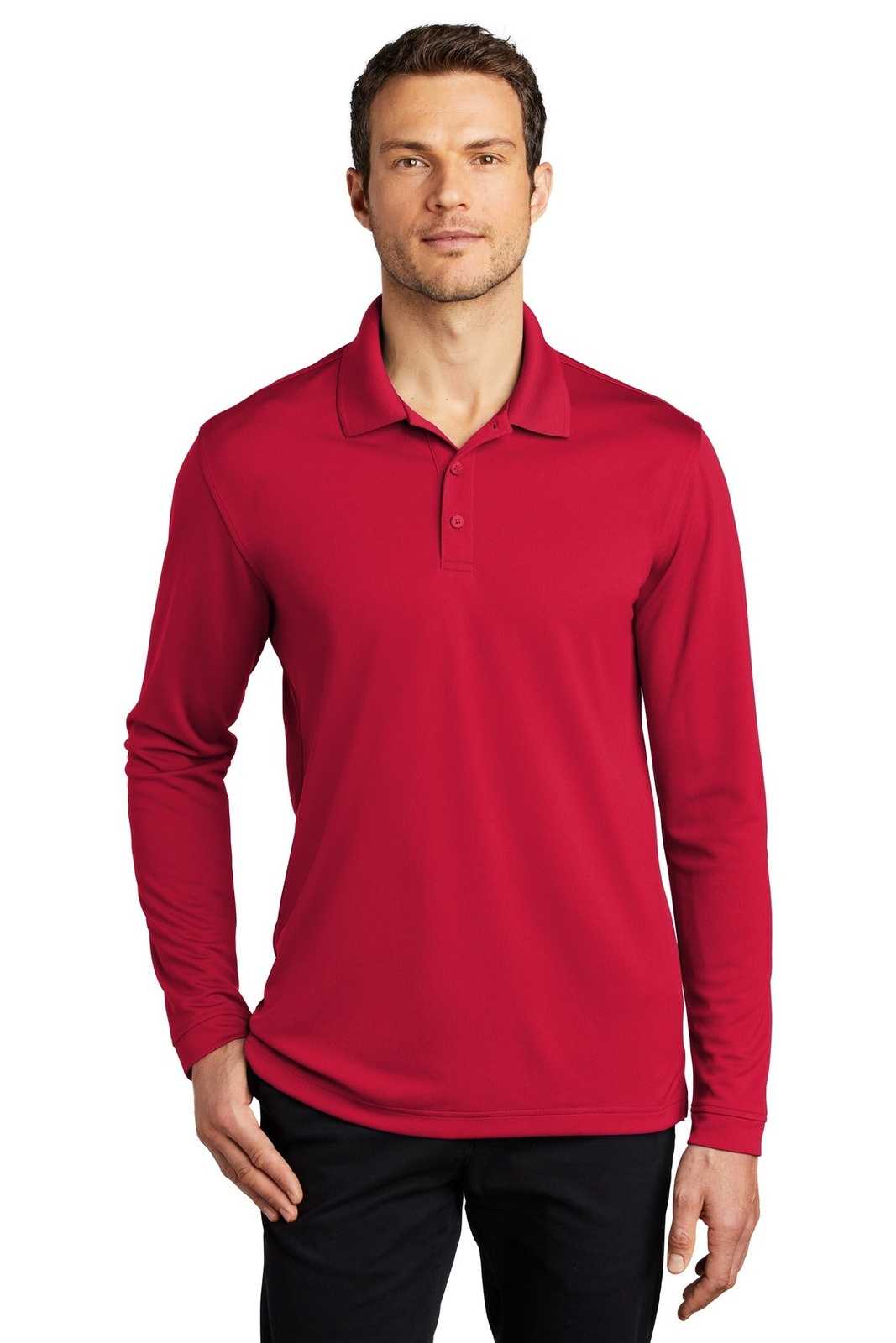Port Authority K110LS Dry Zone UV Micro-Mesh Long Sleeve Polo - Rich Red - HIT a Double - 1