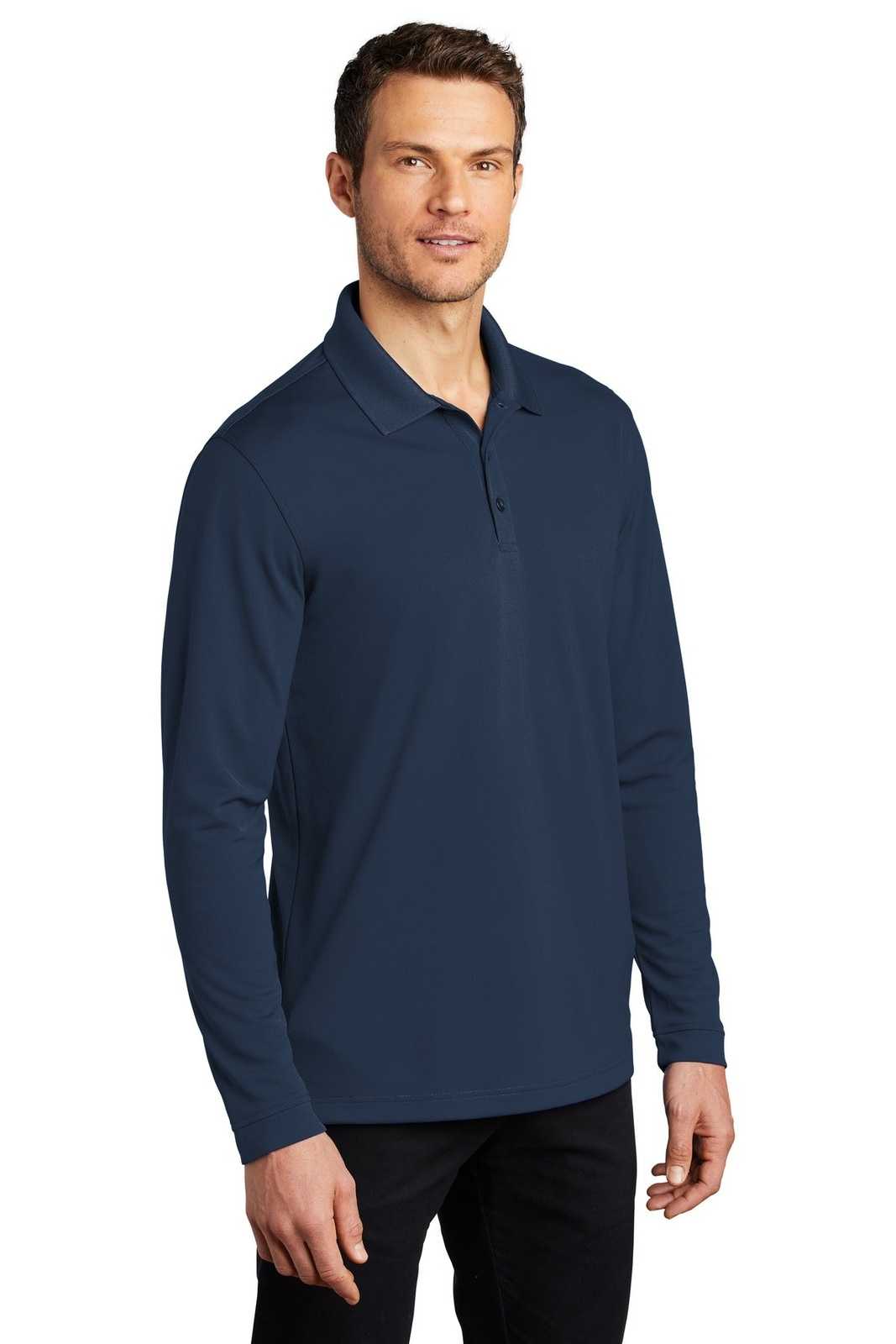 Port Authority K110LS Dry Zone UV Micro-Mesh Long Sleeve Polo - River Blue Navy - HIT a Double - 4
