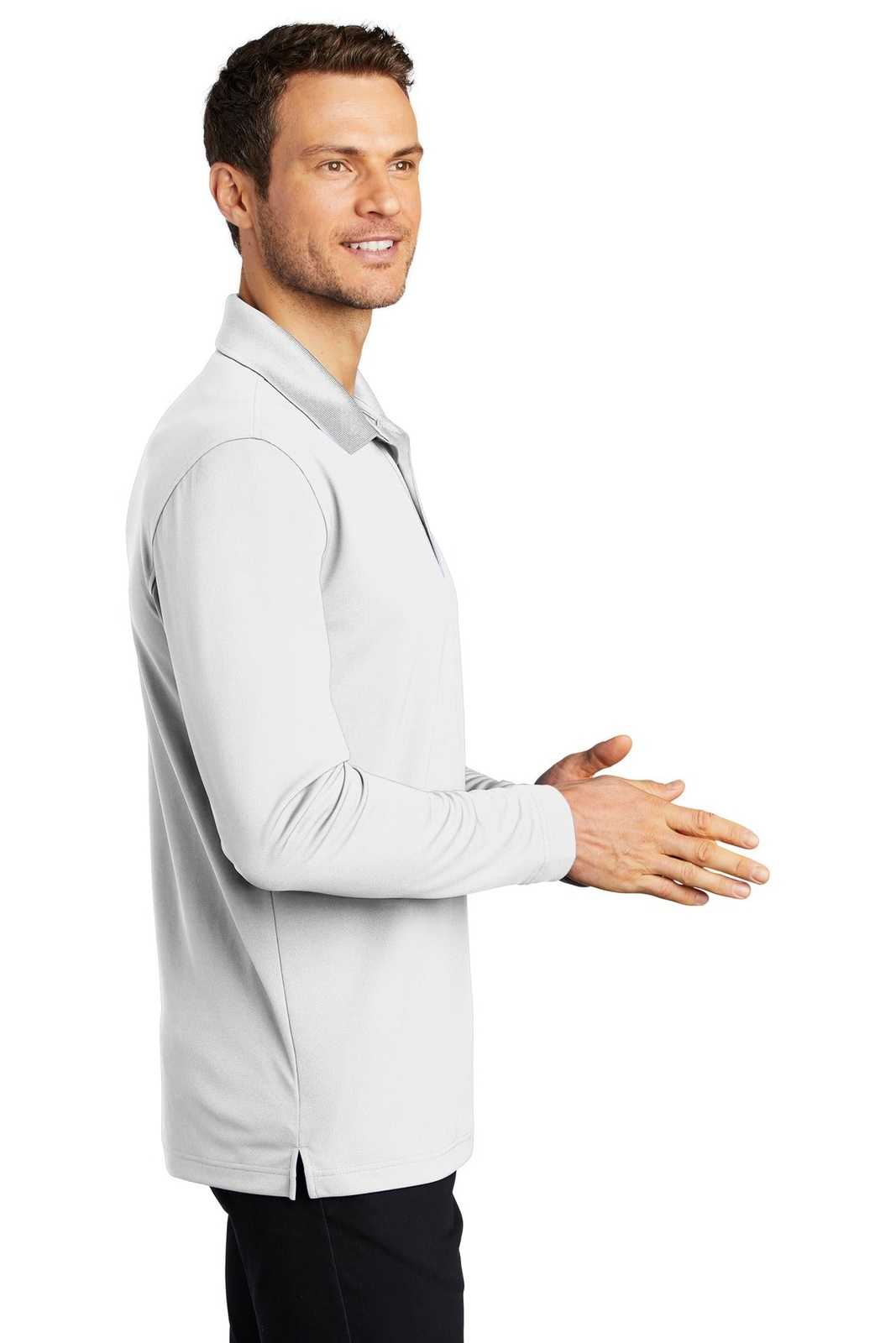 Port Authority K110LS Dry Zone UV Micro-Mesh Long Sleeve Polo - White - HIT a Double - 3