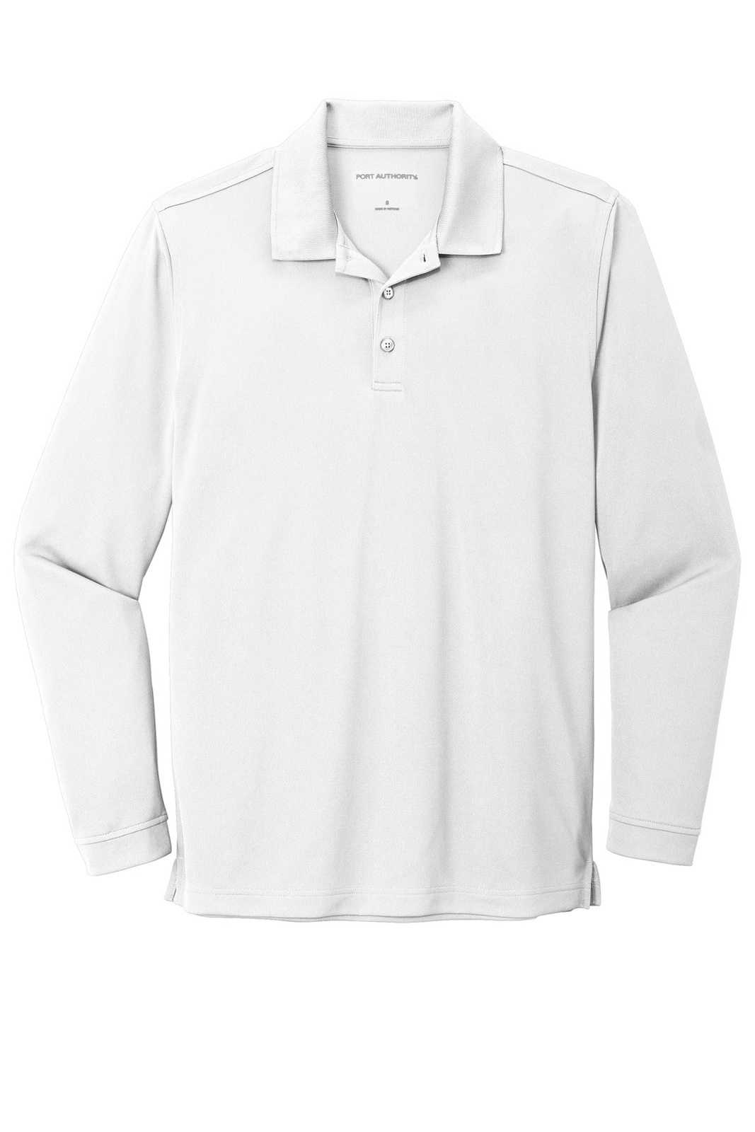 Port Authority K110LS Dry Zone UV Micro-Mesh Long Sleeve Polo - White - HIT a Double - 5