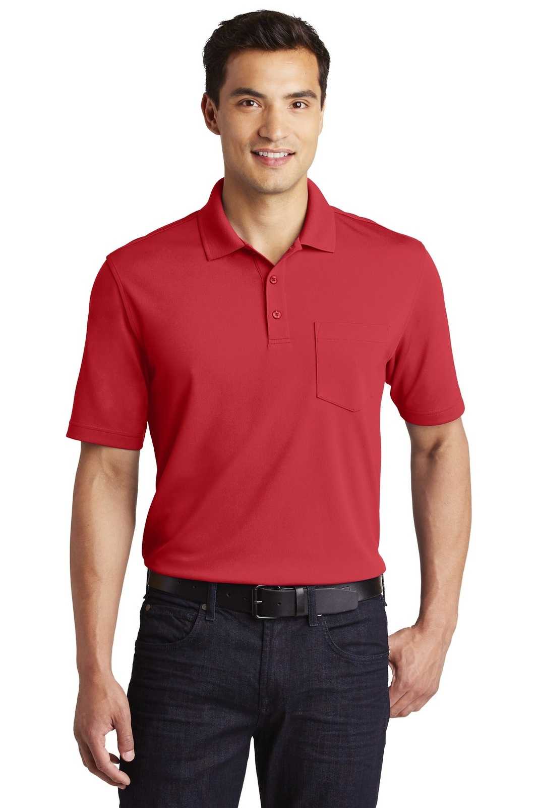 Port Authority K110P Dry Zone UV Micro-Mesh Pocket Polo - Rich Red - HIT a Double - 1
