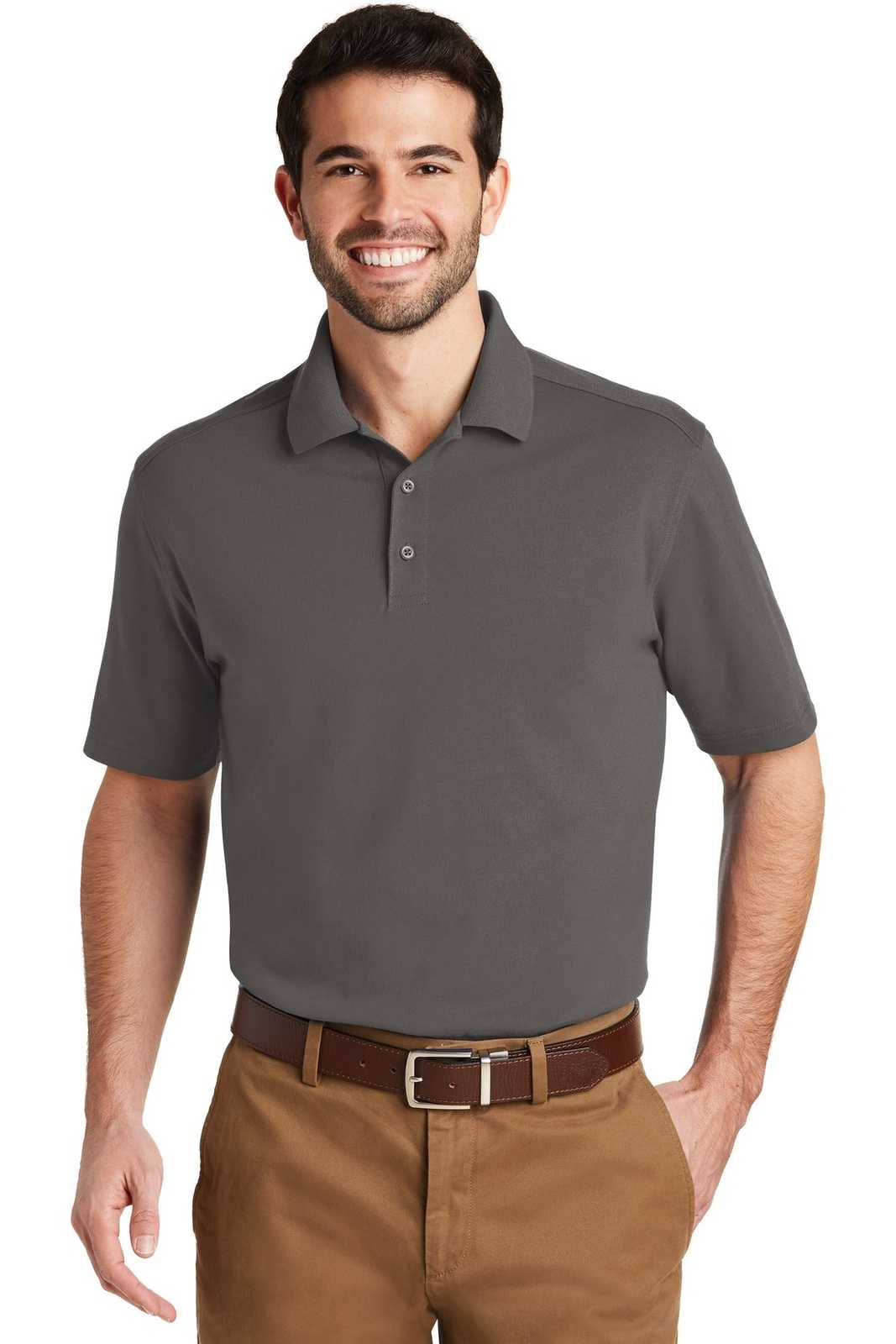 Port Authority K164 SuperPro Knit Polo - Sterling Gray - HIT a Double - 1