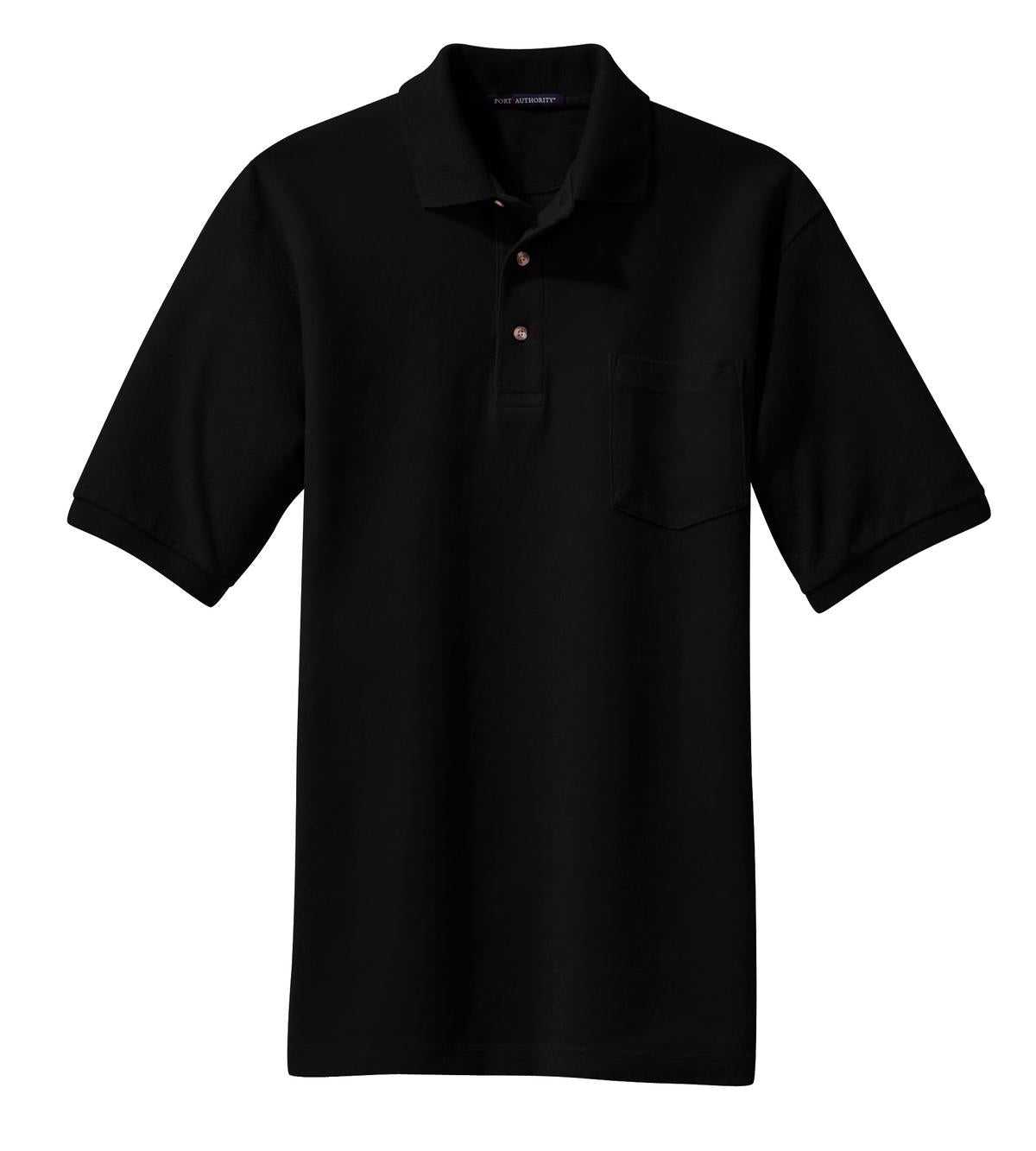 Port Authority K420P Heavyweight Cotton Pique Polo with Pocket - Black - HIT a Double - 5