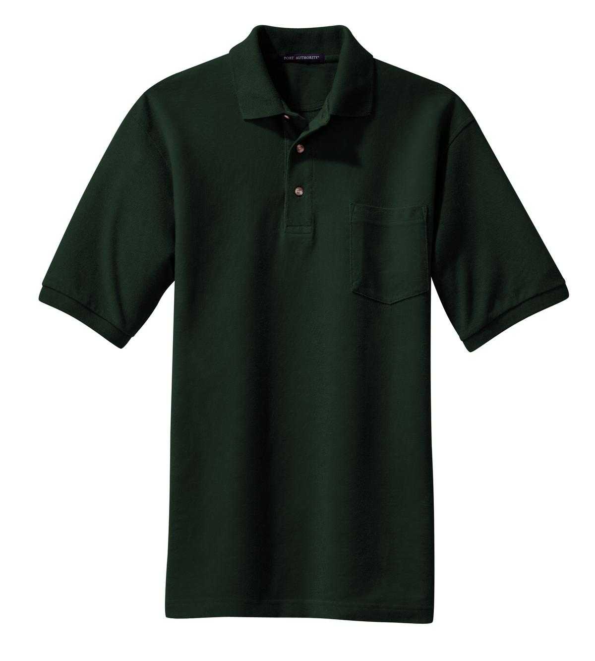 Port Authority K420P Heavyweight Cotton Pique Polo with Pocket - Dark Green - HIT a Double - 5
