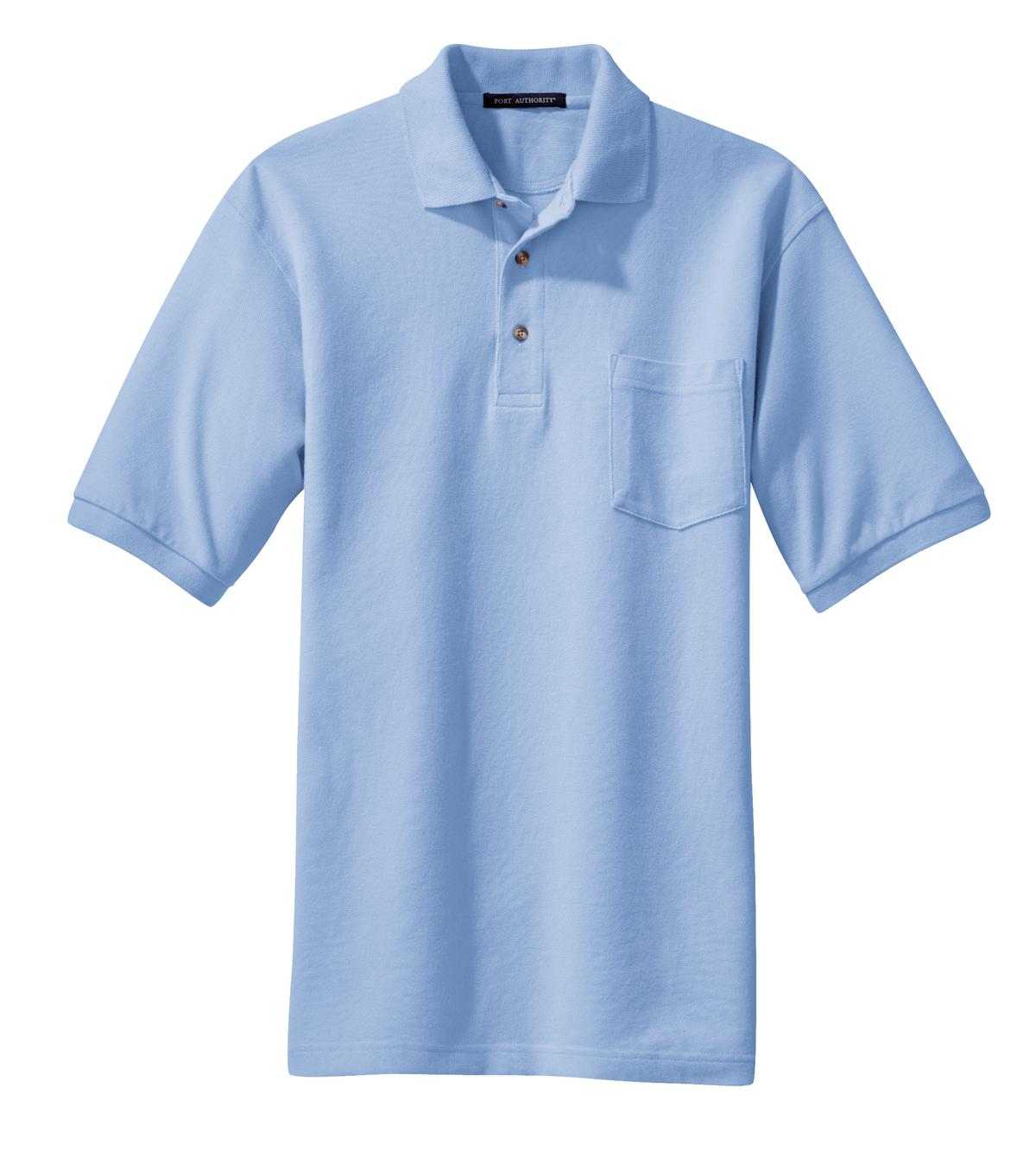 Port Authority K420P Heavyweight Cotton Pique Polo with Pocket - Light Blue - HIT a Double - 5
