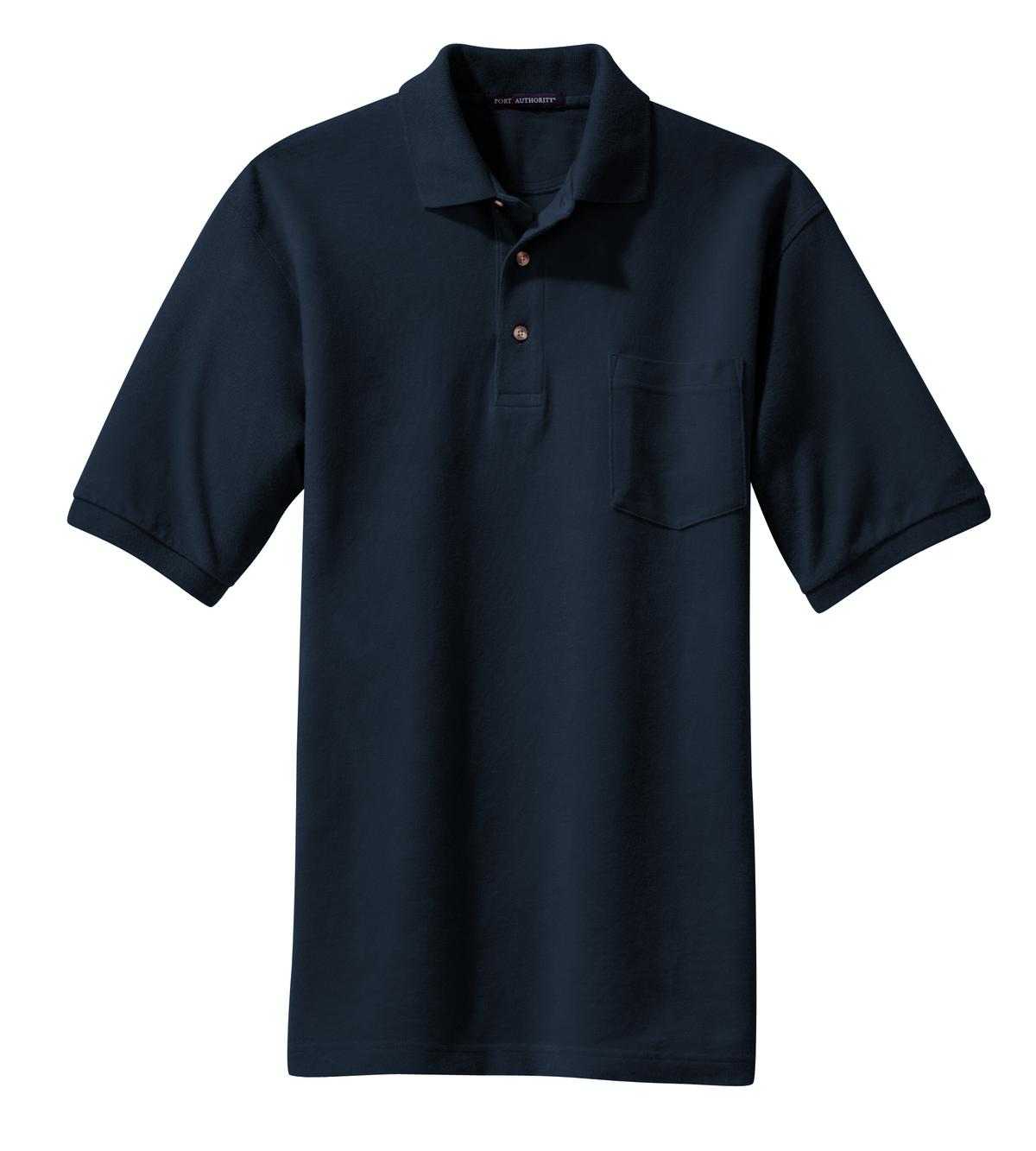 Port Authority K420P Heavyweight Cotton Pique Polo with Pocket - Navy - HIT a Double - 5