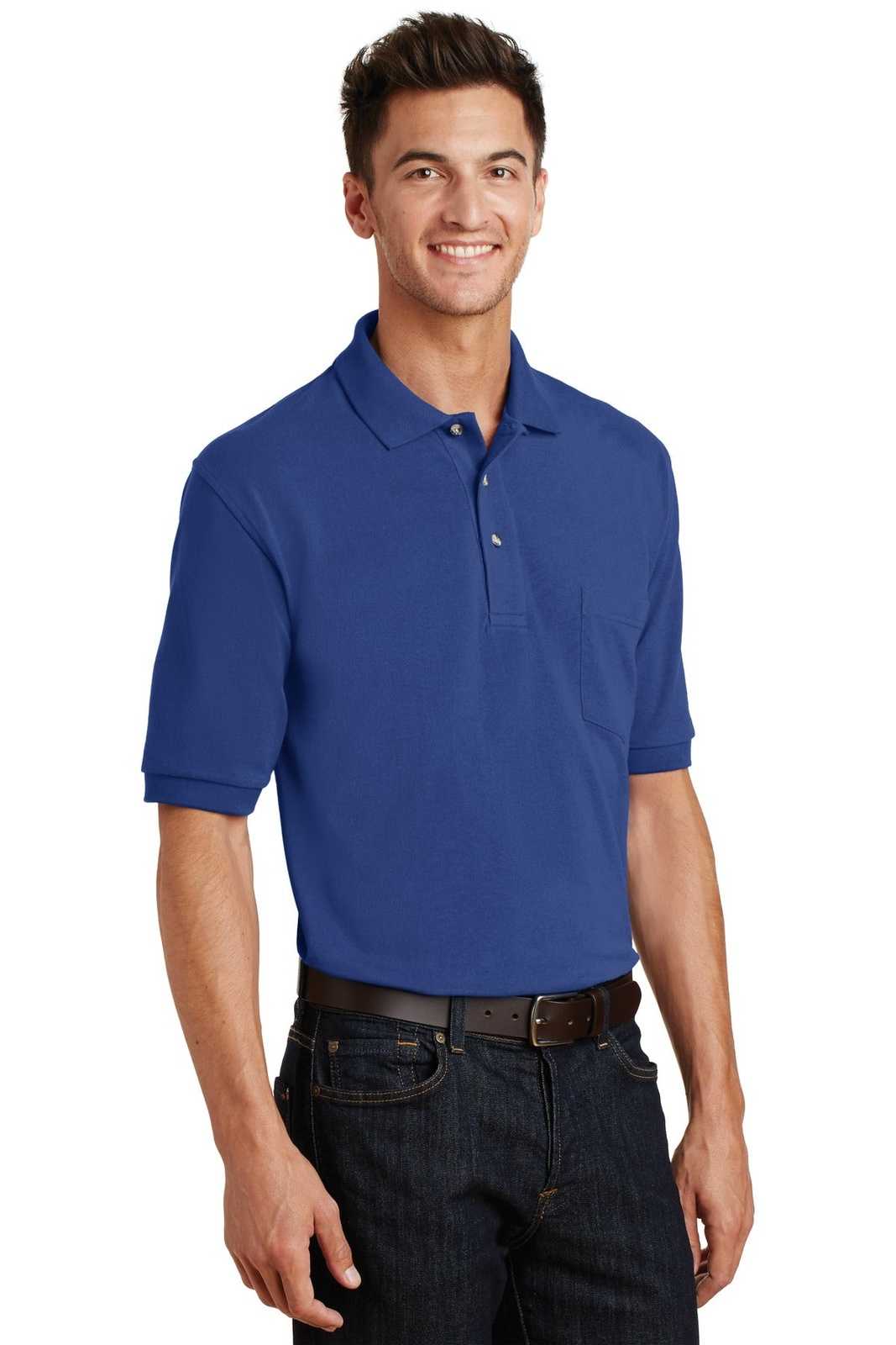 Port Authority K420P Heavyweight Cotton Pique Polo with Pocket - Royal - HIT a Double - 4