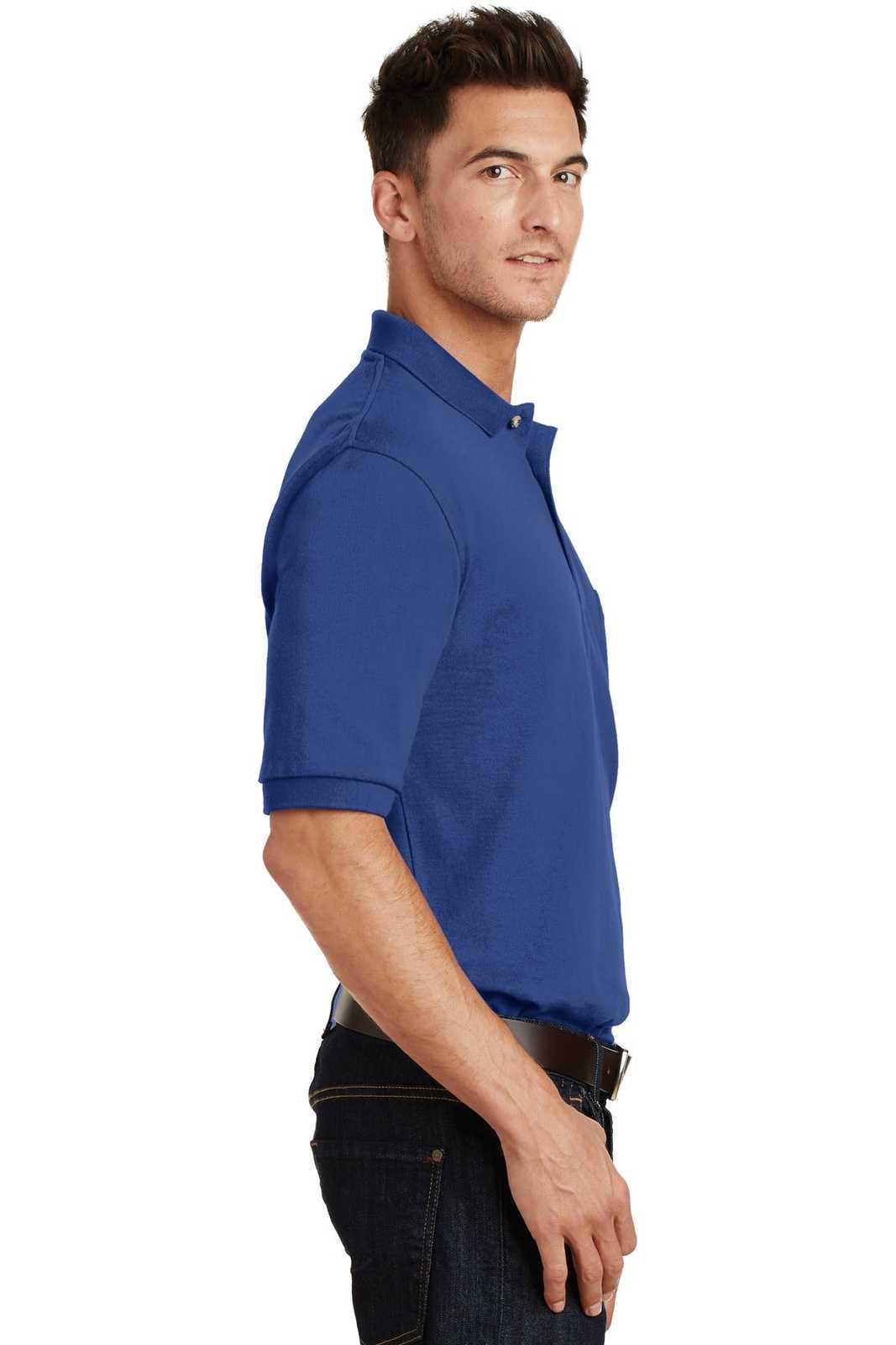 Port Authority K420P Heavyweight Cotton Pique Polo with Pocket - Royal - HIT a Double - 3