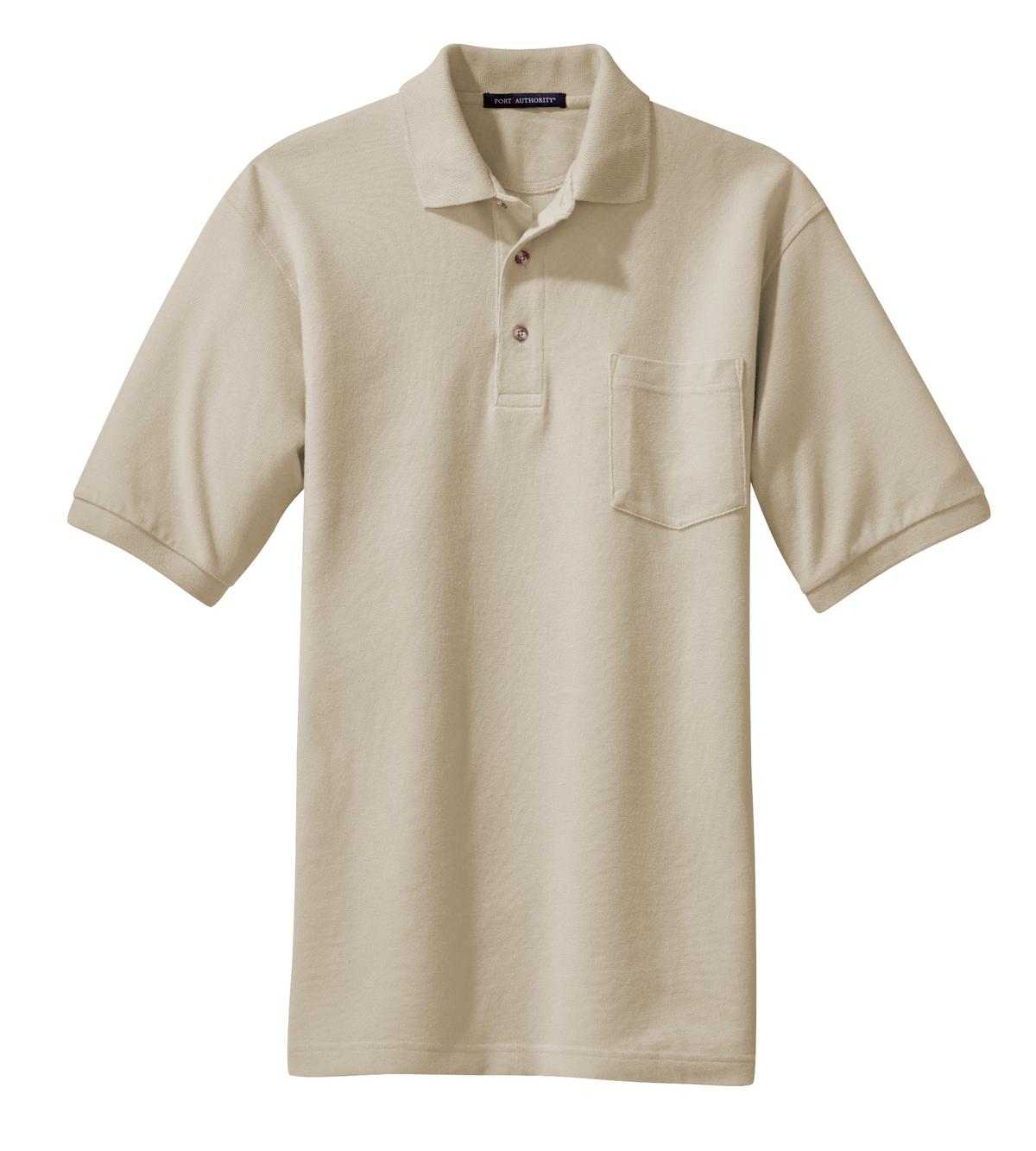 Port Authority K420P Heavyweight Cotton Pique Polo with Pocket - Stone - HIT a Double - 5