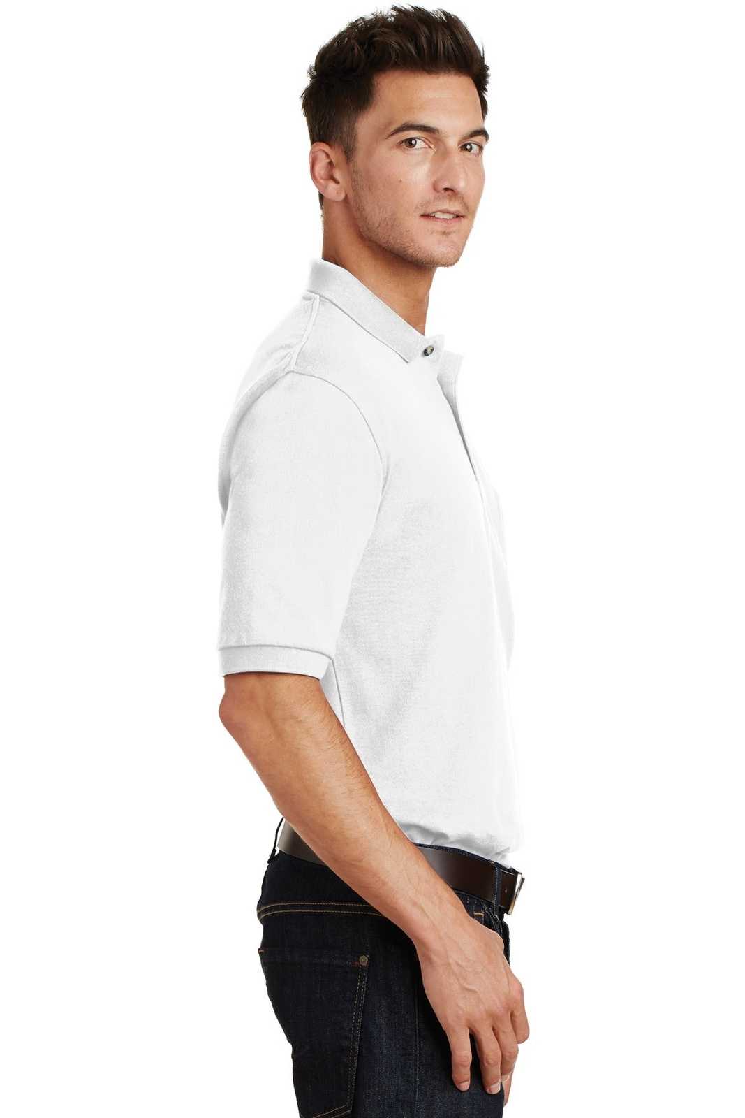 Port Authority K420P Heavyweight Cotton Pique Polo with Pocket - White - HIT a Double - 3