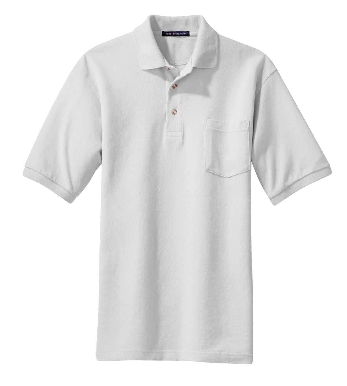 Port Authority K420P Heavyweight Cotton Pique Polo with Pocket - White - HIT a Double - 5