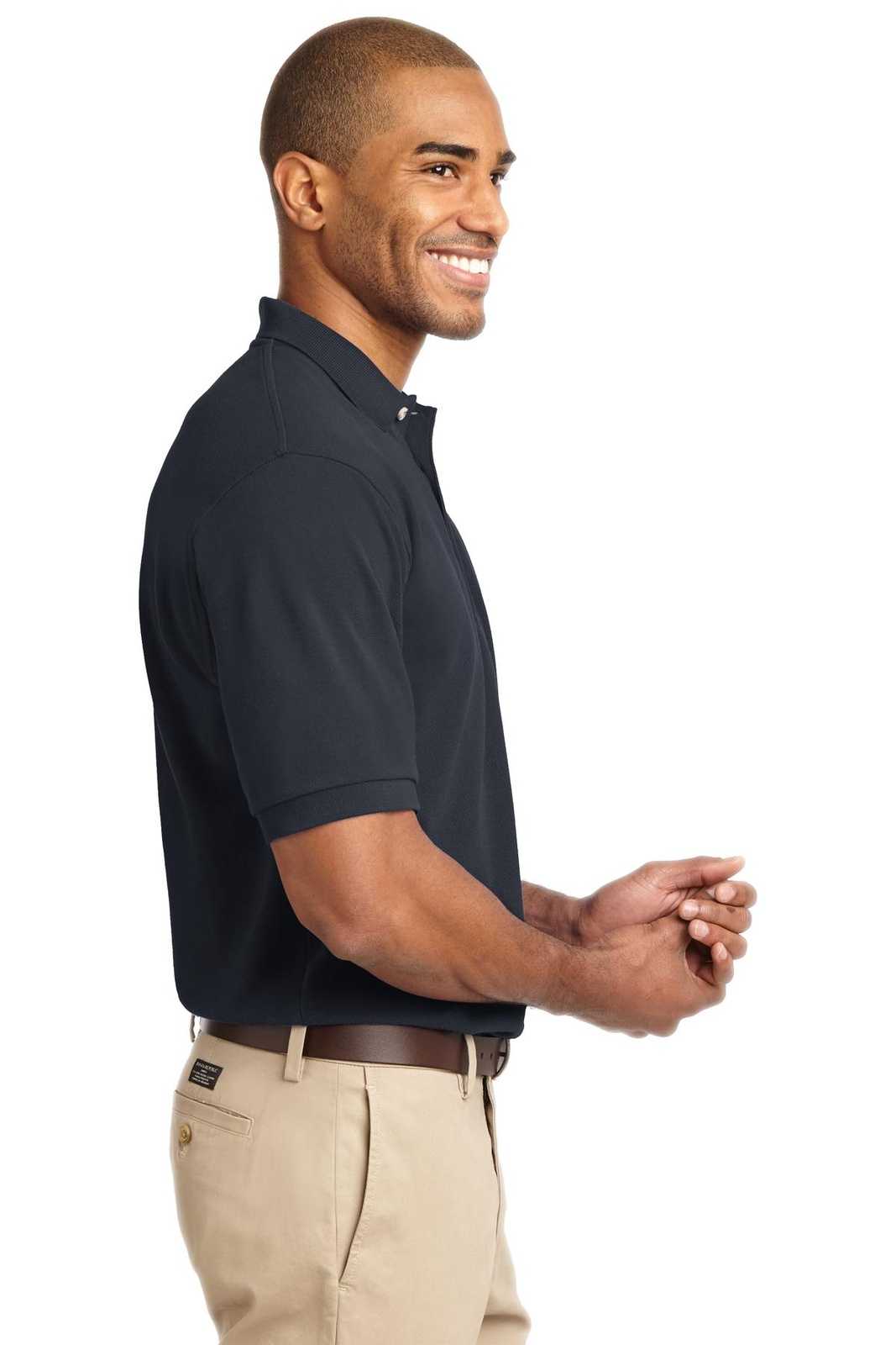 Port Authority K420 Heavyweight Cotton Pique Polo - Classic Navy - HIT a Double - 3