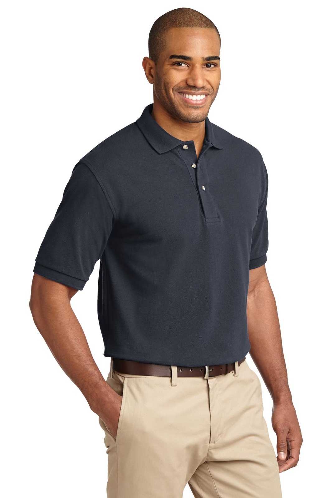Port Authority K420 Heavyweight Cotton Pique Polo - Classic Navy - HIT a Double - 4