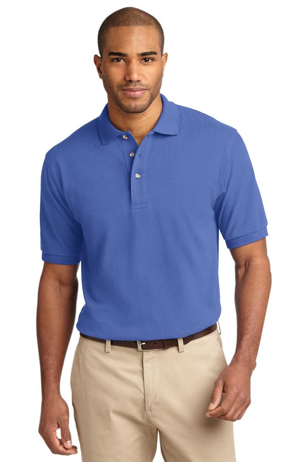 Port Authority K420 Heavyweight Cotton Pique Polo - Faded Blue - HIT a Double - 1