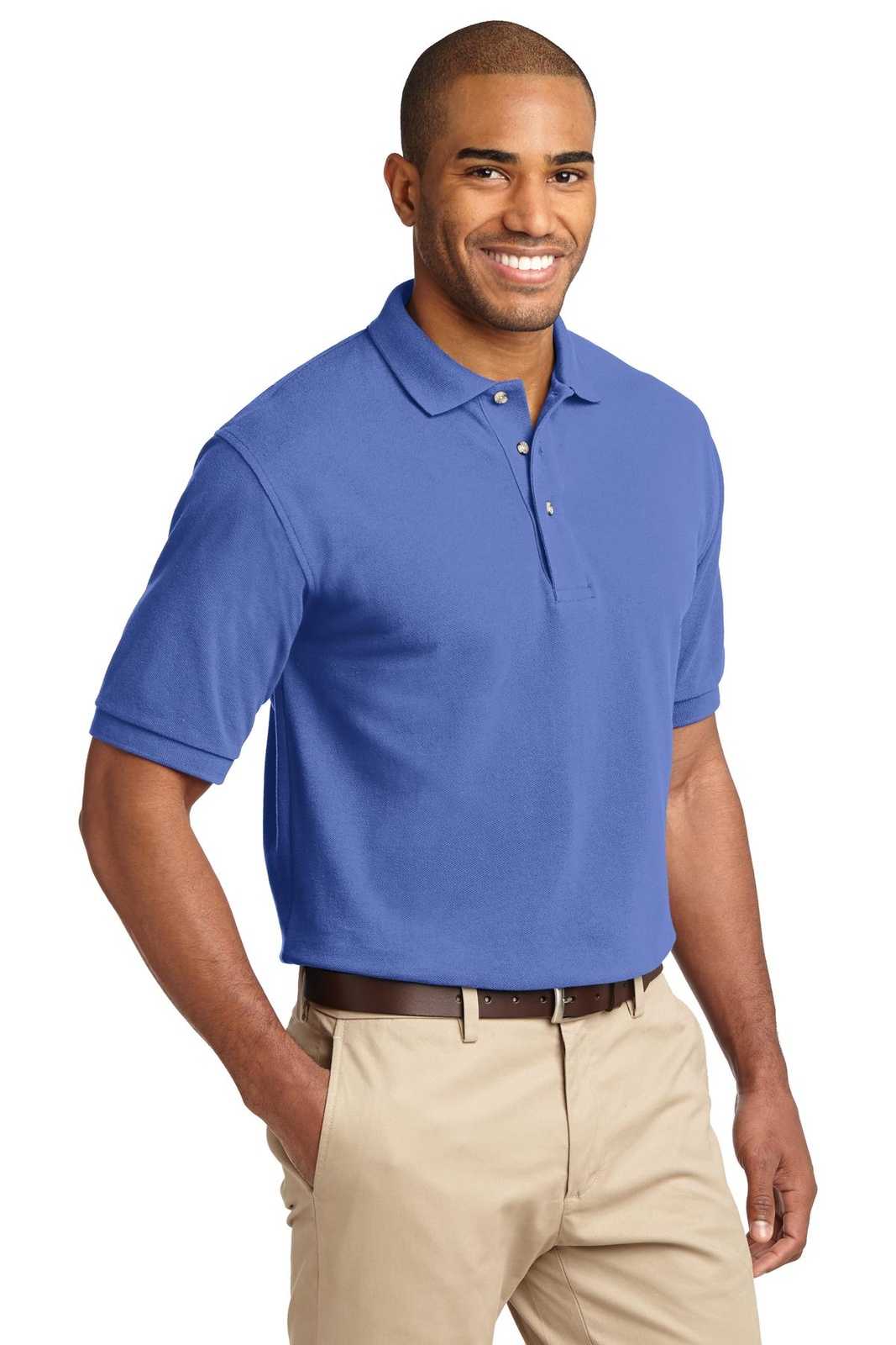 Port Authority K420 Heavyweight Cotton Pique Polo - Faded Blue - HIT a Double - 4
