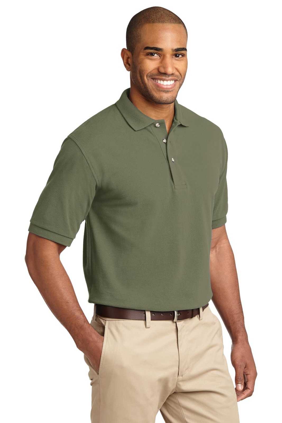 Port Authority K420 Heavyweight Cotton Pique Polo - Faded Olive - HIT a Double - 4