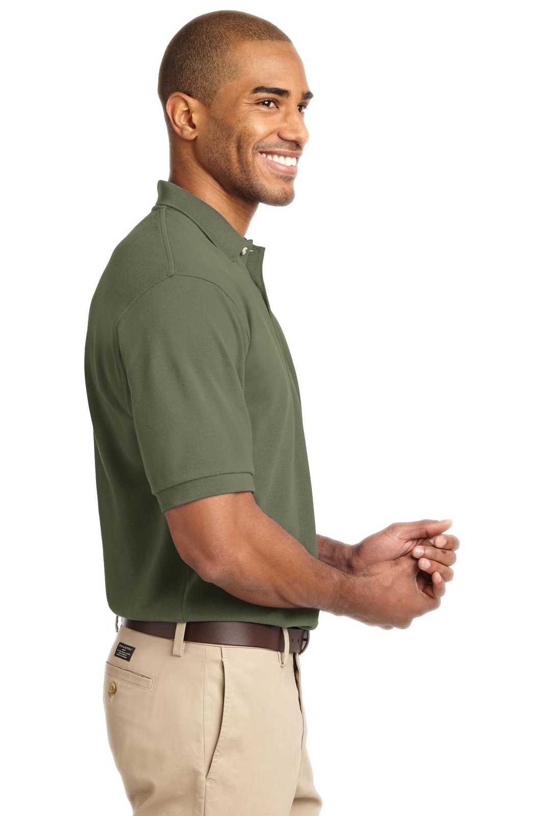 Port Authority K420 Heavyweight Cotton Pique Polo - Faded Olive - HIT a Double - 3
