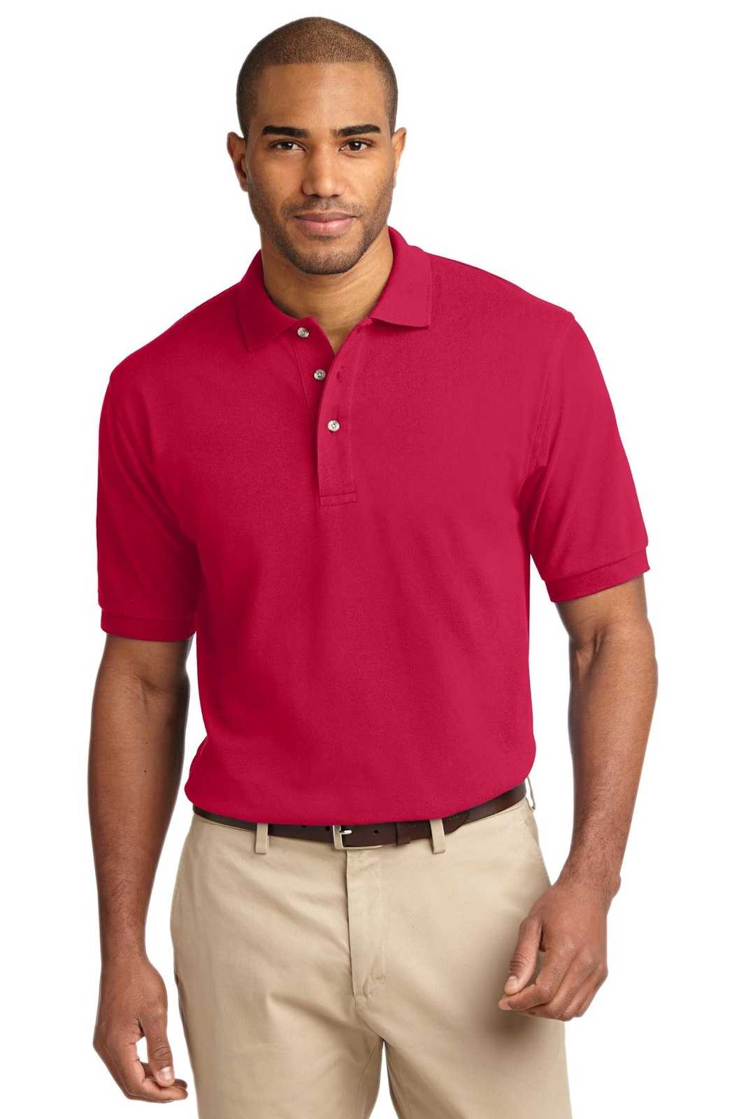 Port Authority K420 Heavyweight Cotton Pique Polo - Red - HIT a Double - 1