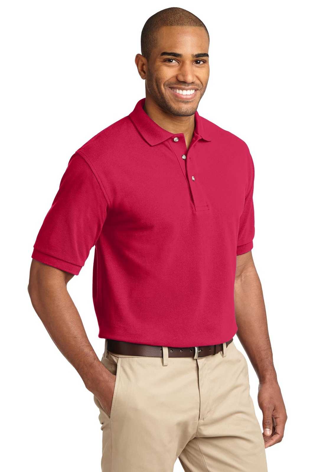 Port Authority K420 Heavyweight Cotton Pique Polo - Red - HIT a Double - 4