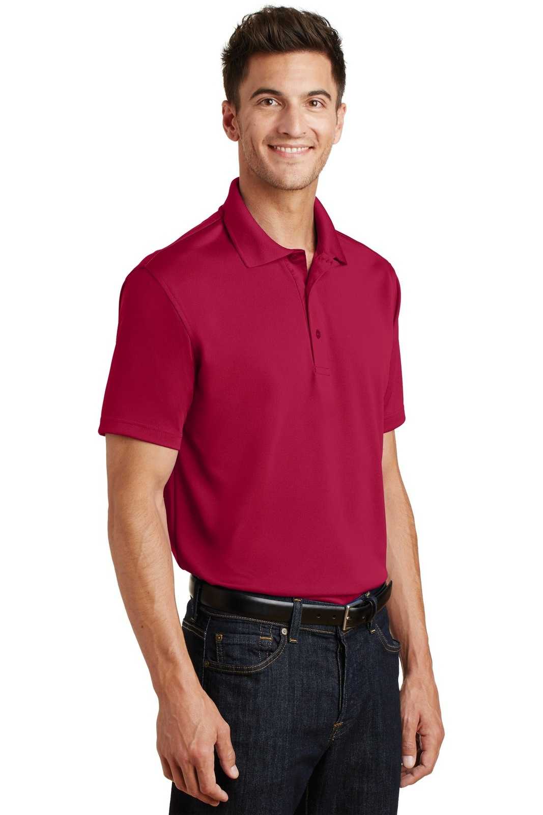 Port Authority K497 Poly-Charcoal Blend Pique Polo - Red - HIT a Double - 4