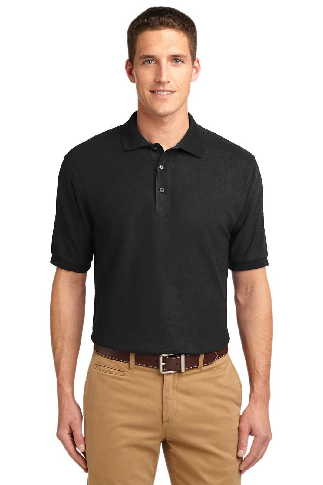 Port Authority K500ES Extended Size Silk Touch Polo - Black - HIT a Double - 1