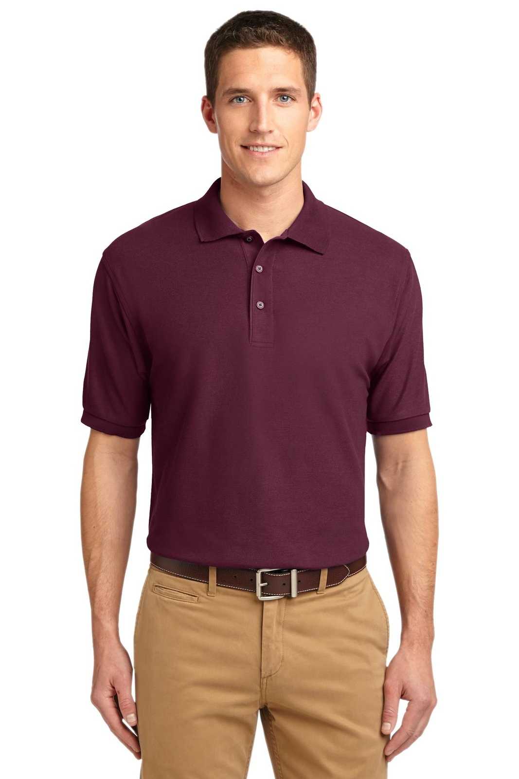 Port Authority K500ES Extended Size Silk Touch Polo - Burgundy - HIT a Double - 1