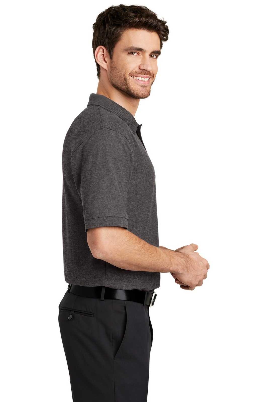 Port Authority K500ES Extended Size Silk Touch Polo - Charcoal Heather Gray - HIT a Double - 3