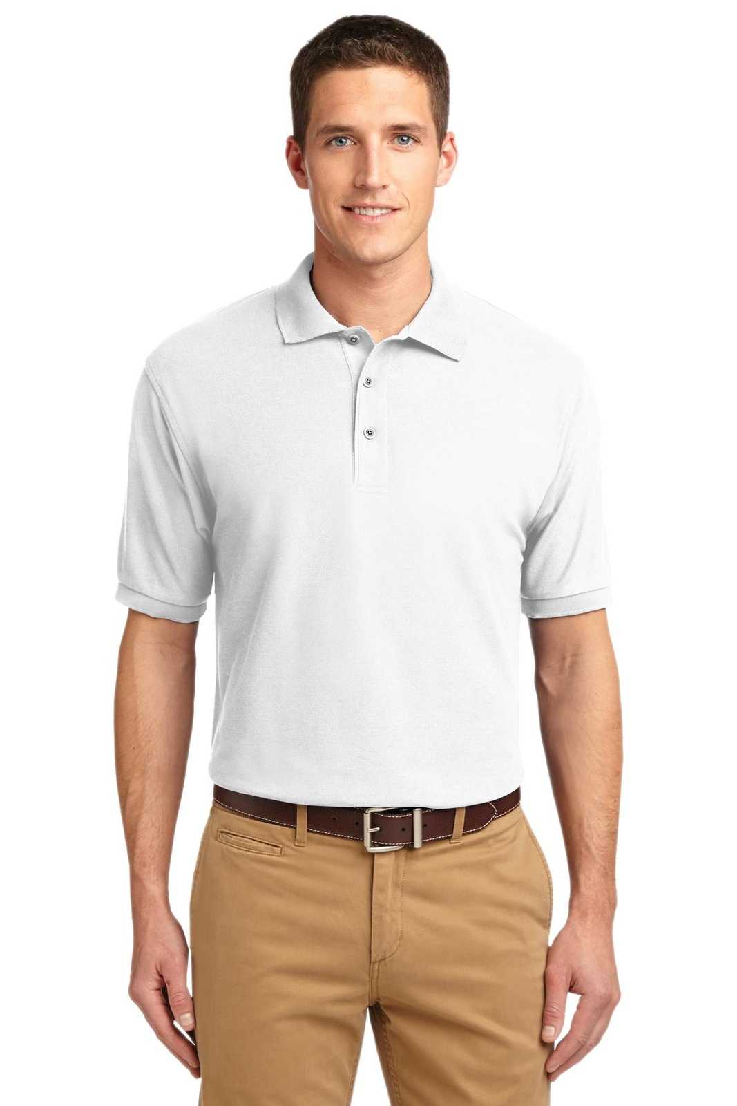 Port Authority K500ES Extended Size Silk Touch Polo - White - HIT a Double - 1