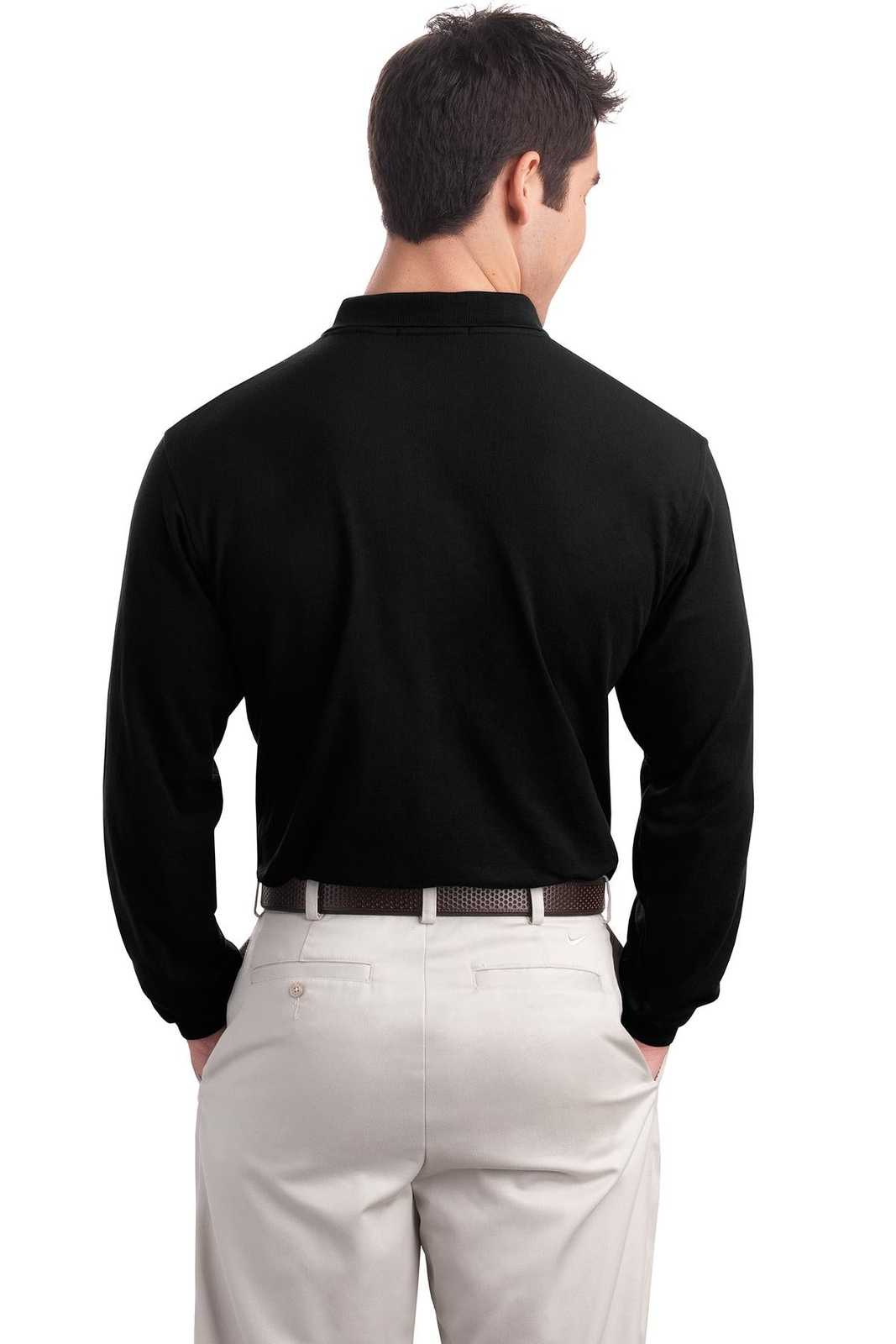 Port Authority K500LSP Long Sleeve Silk Touch Polo with Pocket - Black - HIT a Double - 2