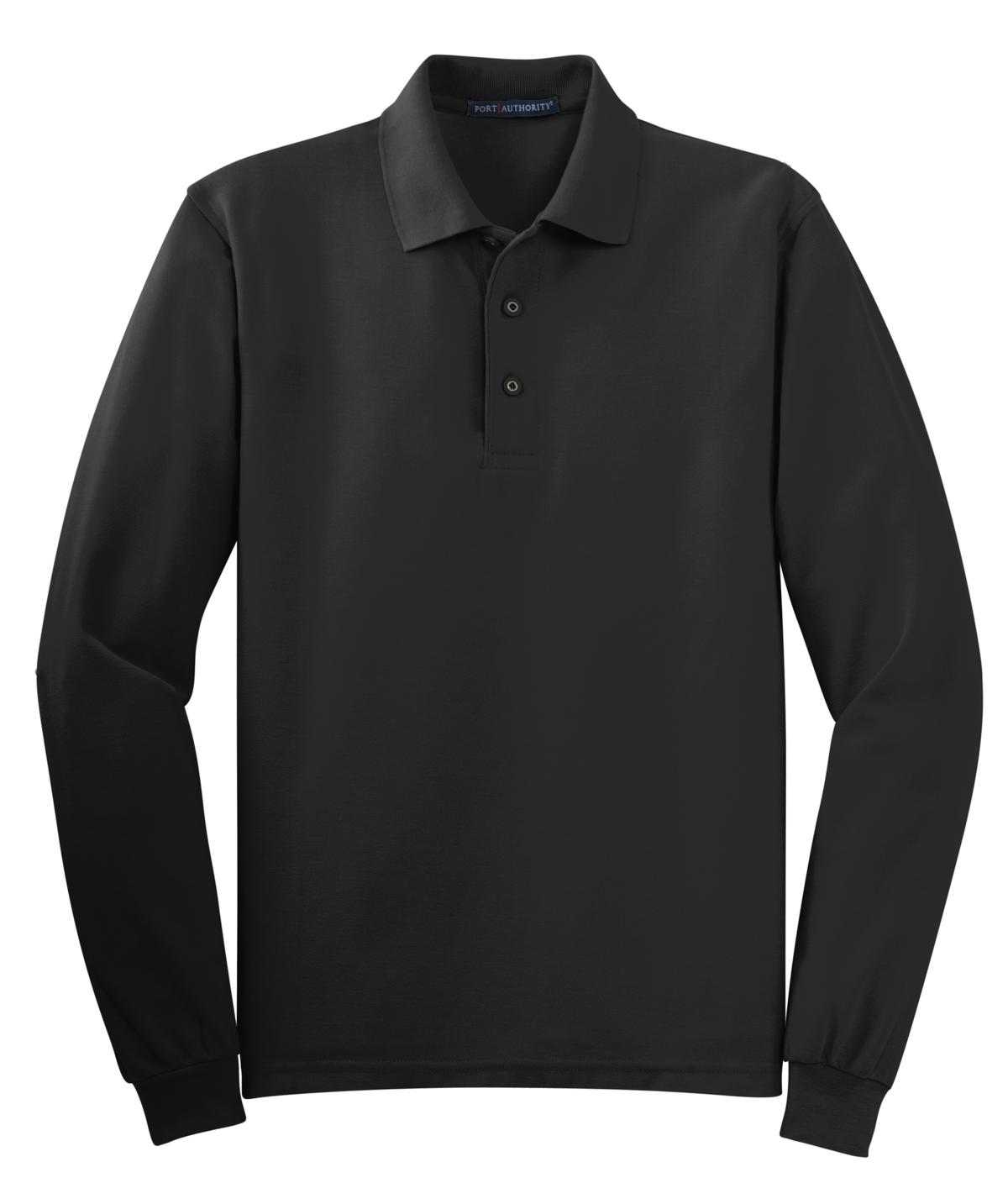 Port Authority K500LS Silk Touch Long Sleeve Polo - Black - HIT a Double - 5