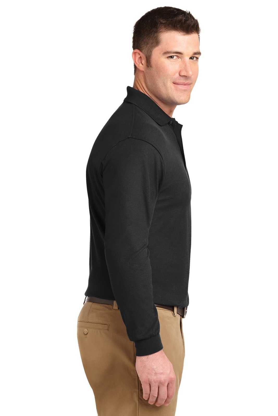 Port Authority K500LS Silk Touch Long Sleeve Polo - Black - HIT a Double - 3