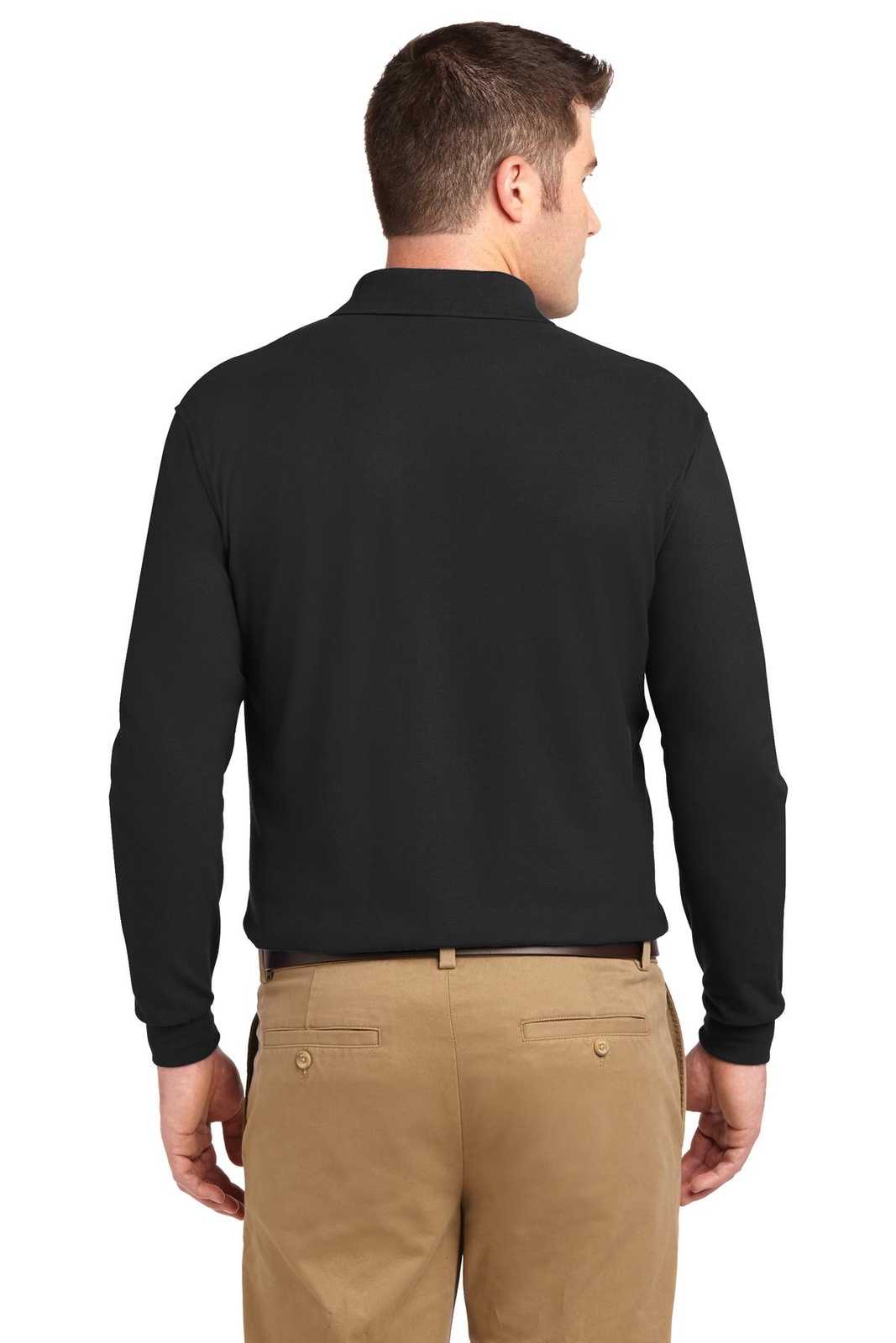 Port Authority K500LS Silk Touch Long Sleeve Polo - Black - HIT a Double - 2