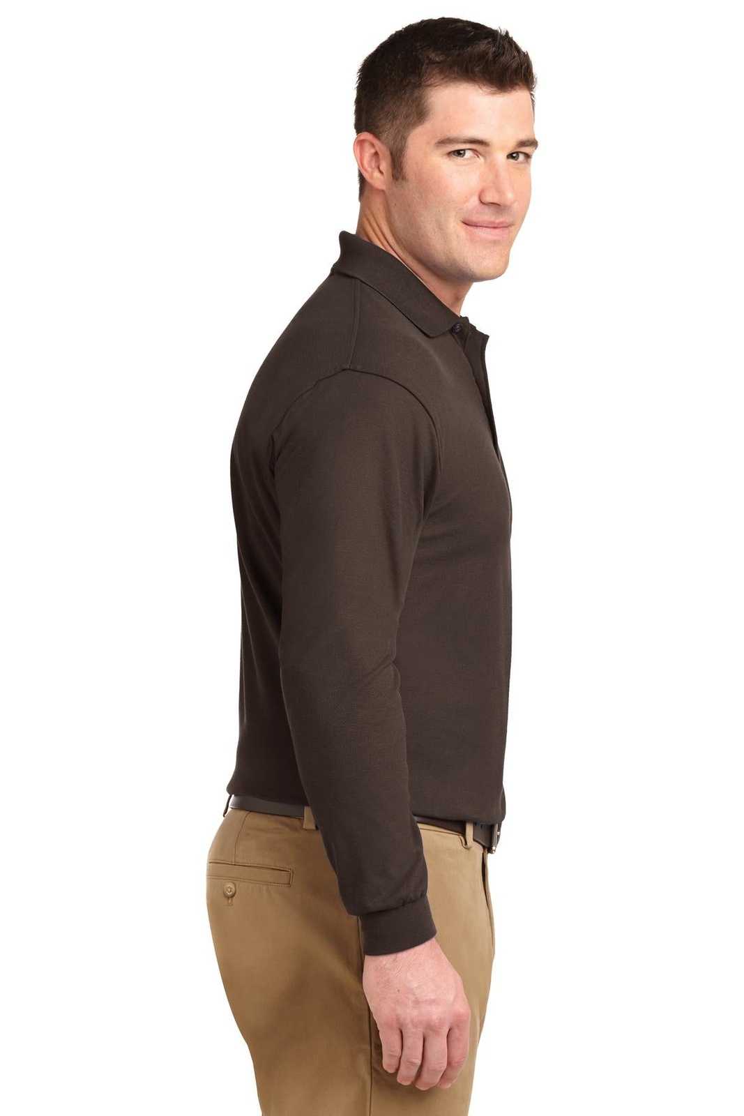 Port Authority K500LS Silk Touch Long Sleeve Polo - Coffee Bean - HIT a Double - 3