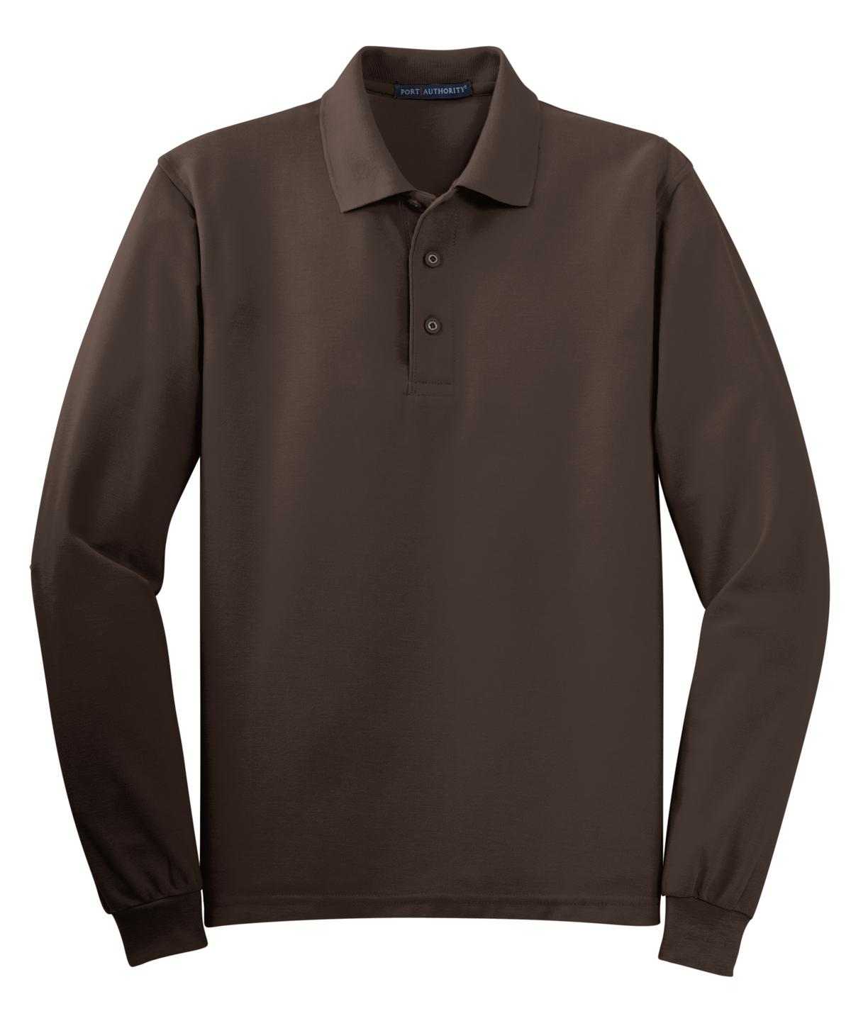 Port Authority K500LS Silk Touch Long Sleeve Polo - Coffee Bean - HIT a Double - 5