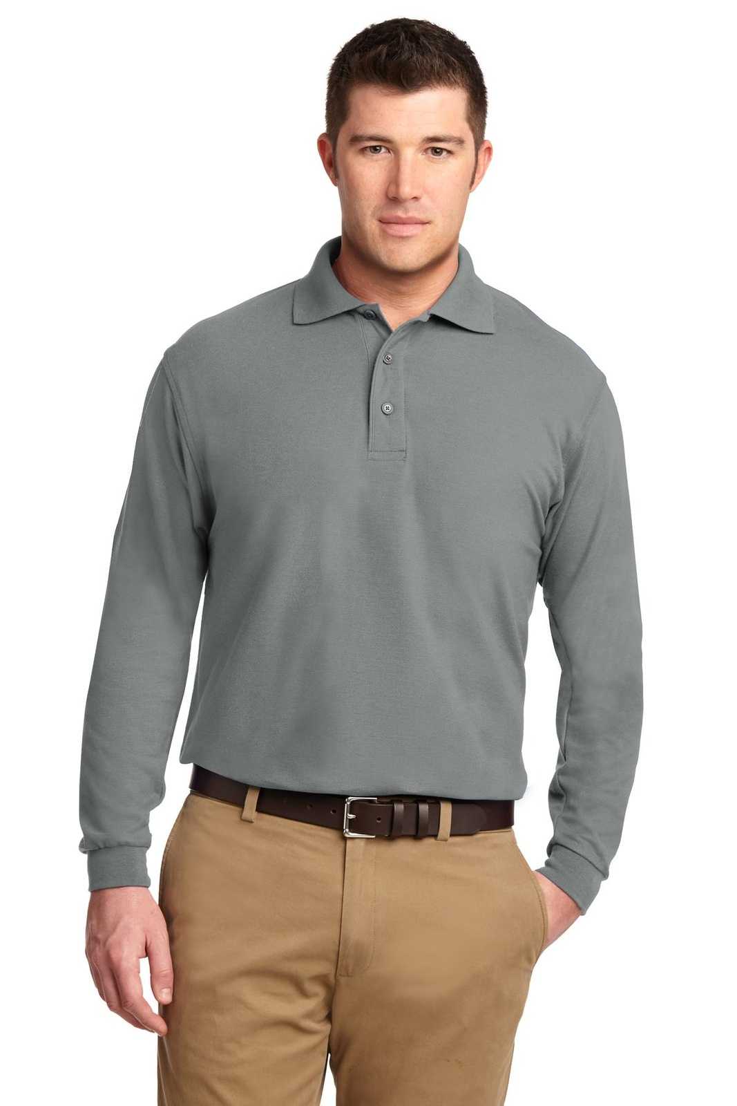 Port Authority K500LS Silk Touch Long Sleeve Polo - Cool Gray - HIT a Double - 1