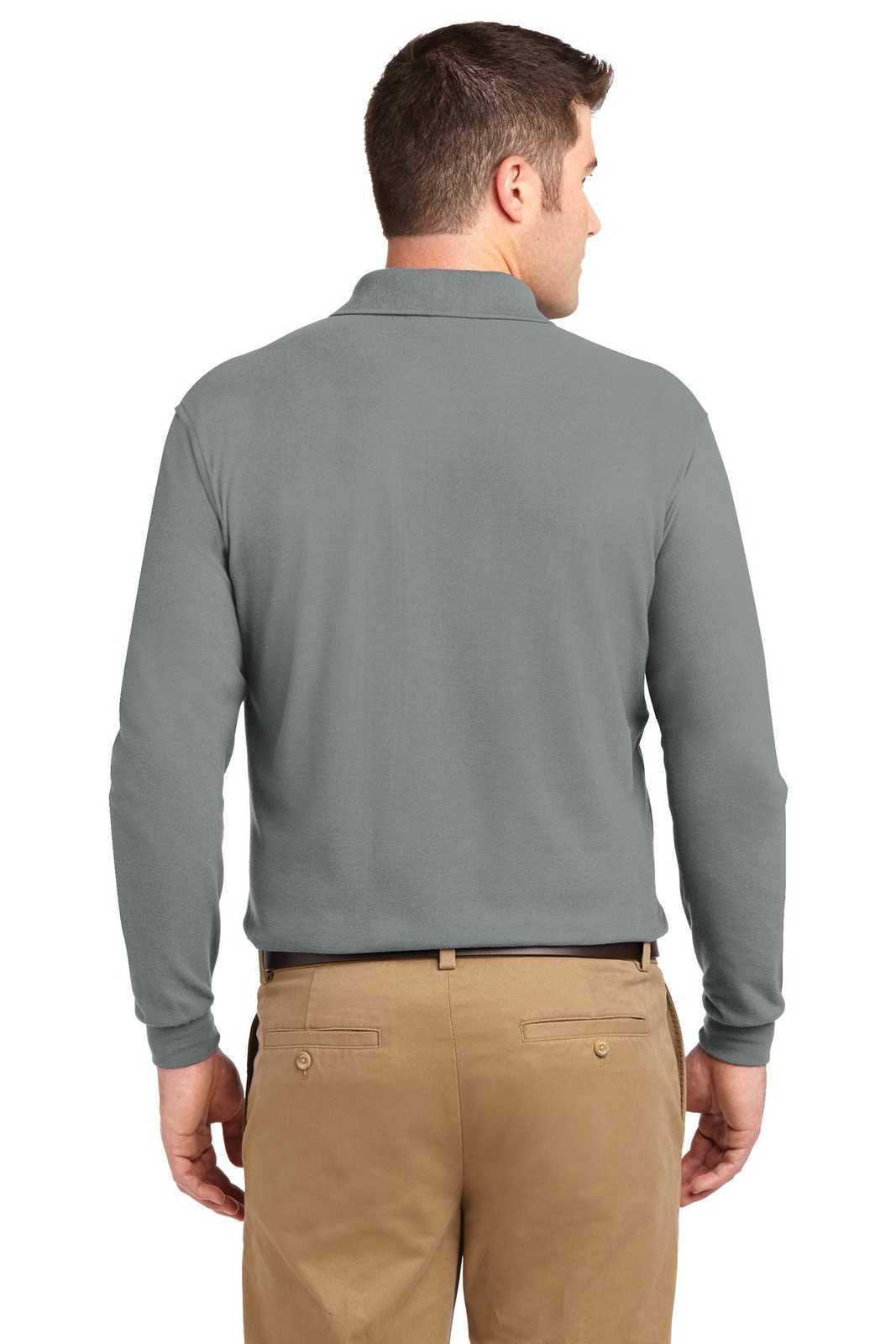 Port Authority K500LS Silk Touch Long Sleeve Polo - Cool Gray - HIT a Double - 2