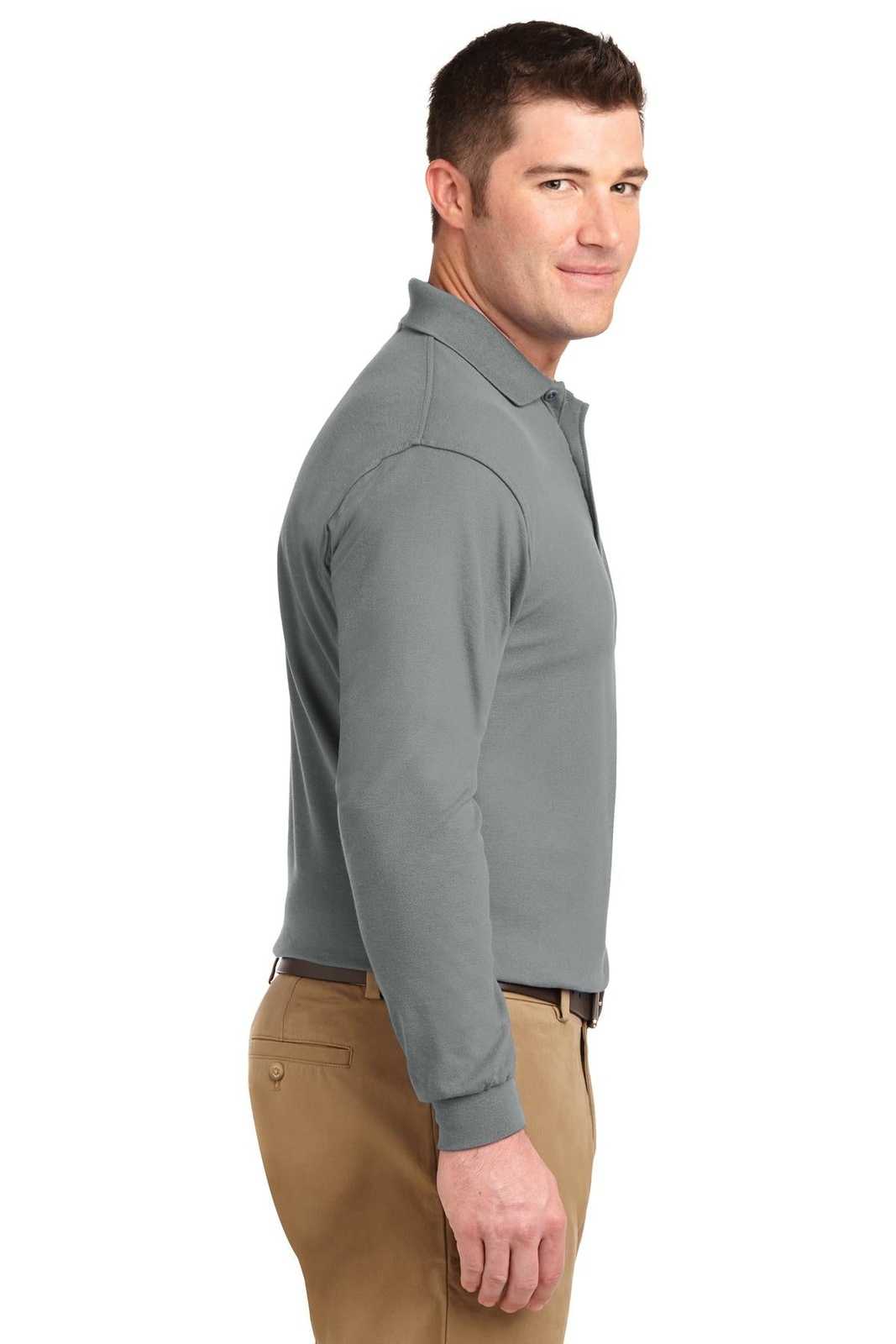 Port Authority K500LS Silk Touch Long Sleeve Polo - Cool Gray - HIT a Double - 3